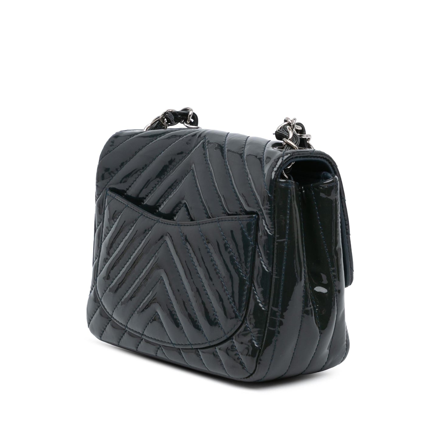 Chanel Mini Square Classic Chevron Patent Flap Handbag