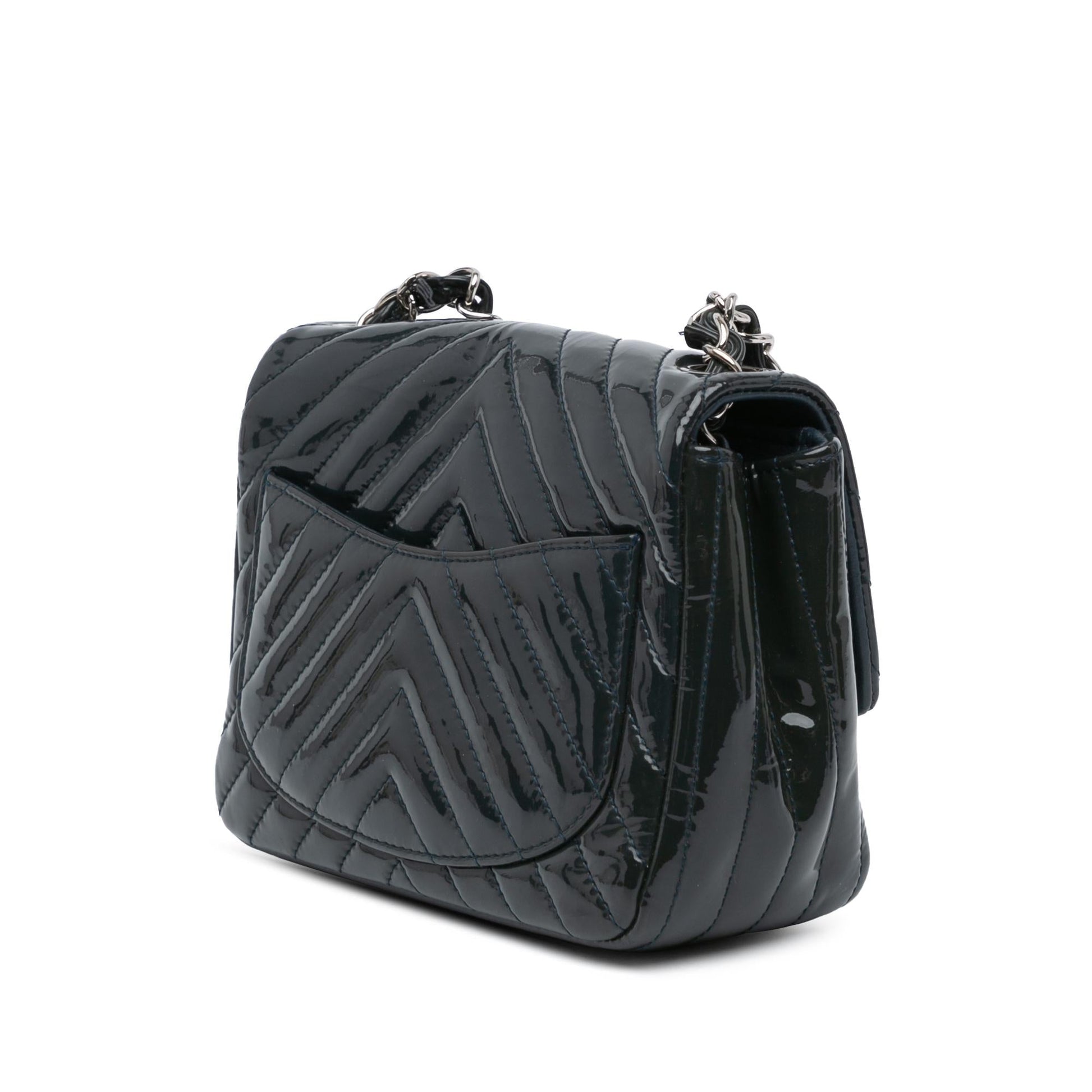 Chanel Mini Square Classic Chevron Patent Flap Bag