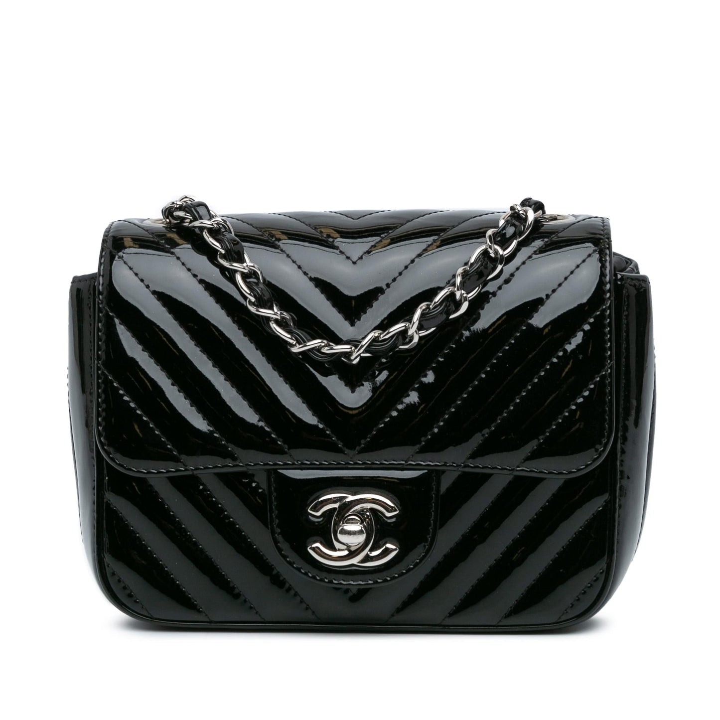 Chanel Square Classic Chevron Patent Flap Mini Bag Flap 1