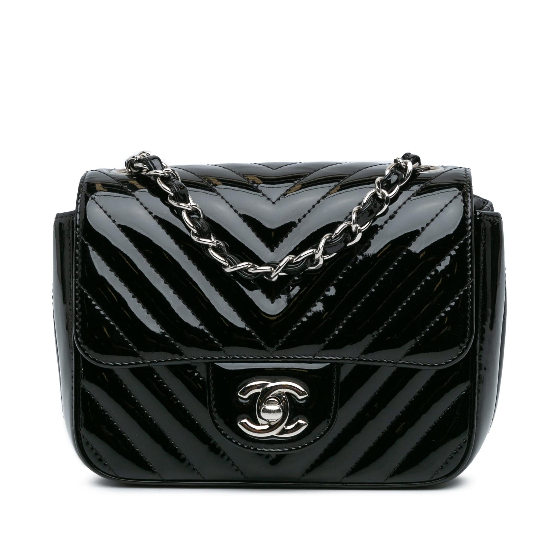 Chanel Square Classic Chevron Patent Flap Mini Bag Flap 1