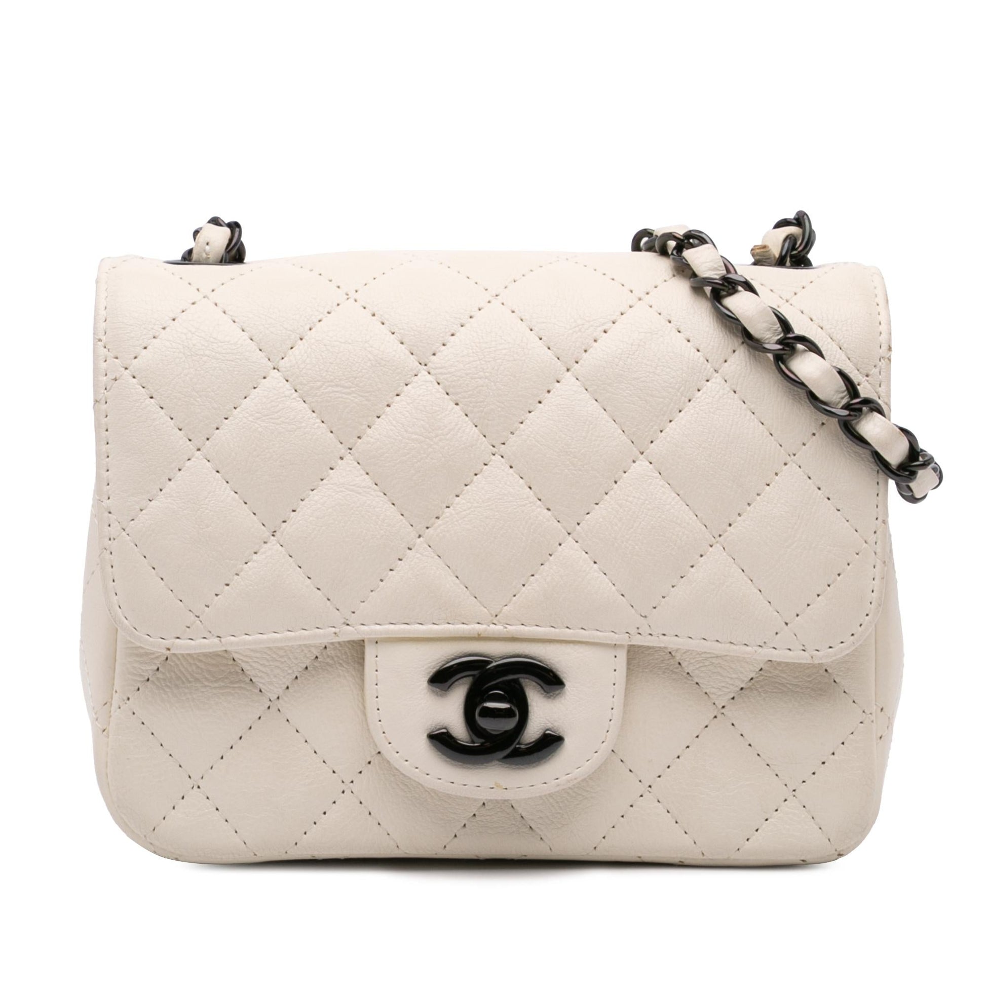 Chanel Square Classic Crumpled Calfskin Single Flap Mini Bag