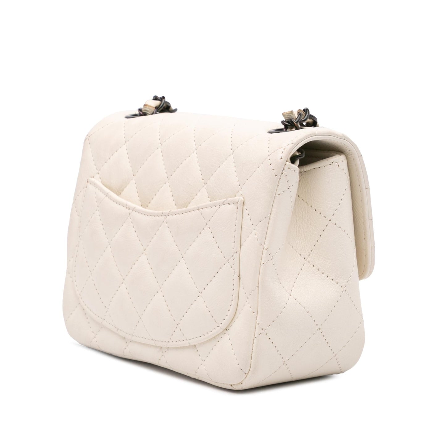 Chanel Square Classic Crumpled Calfskin Single Flap Mini Bag