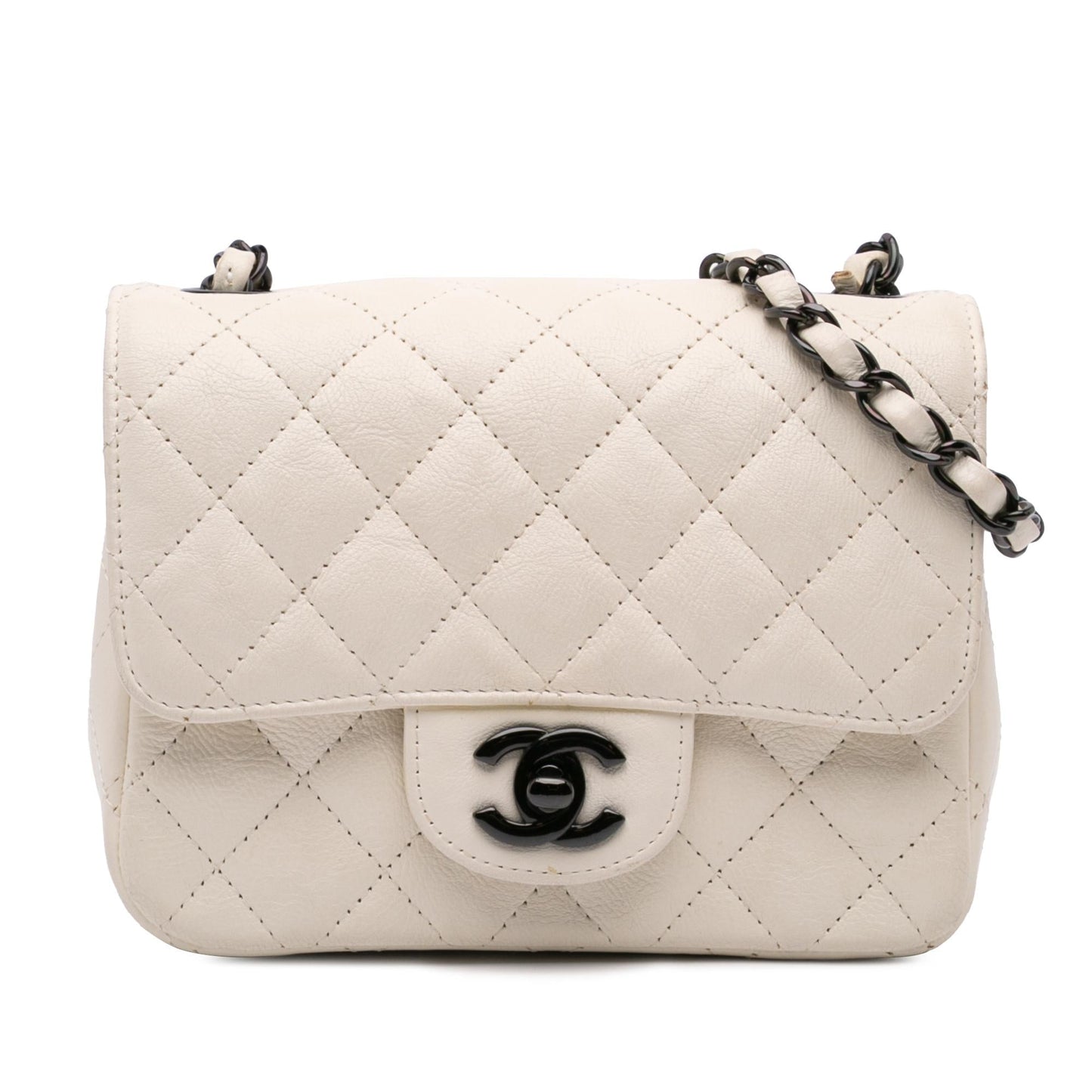 Chanel Square Classic Crumpled Calfskin Single Flap Mini Bag Flap 1