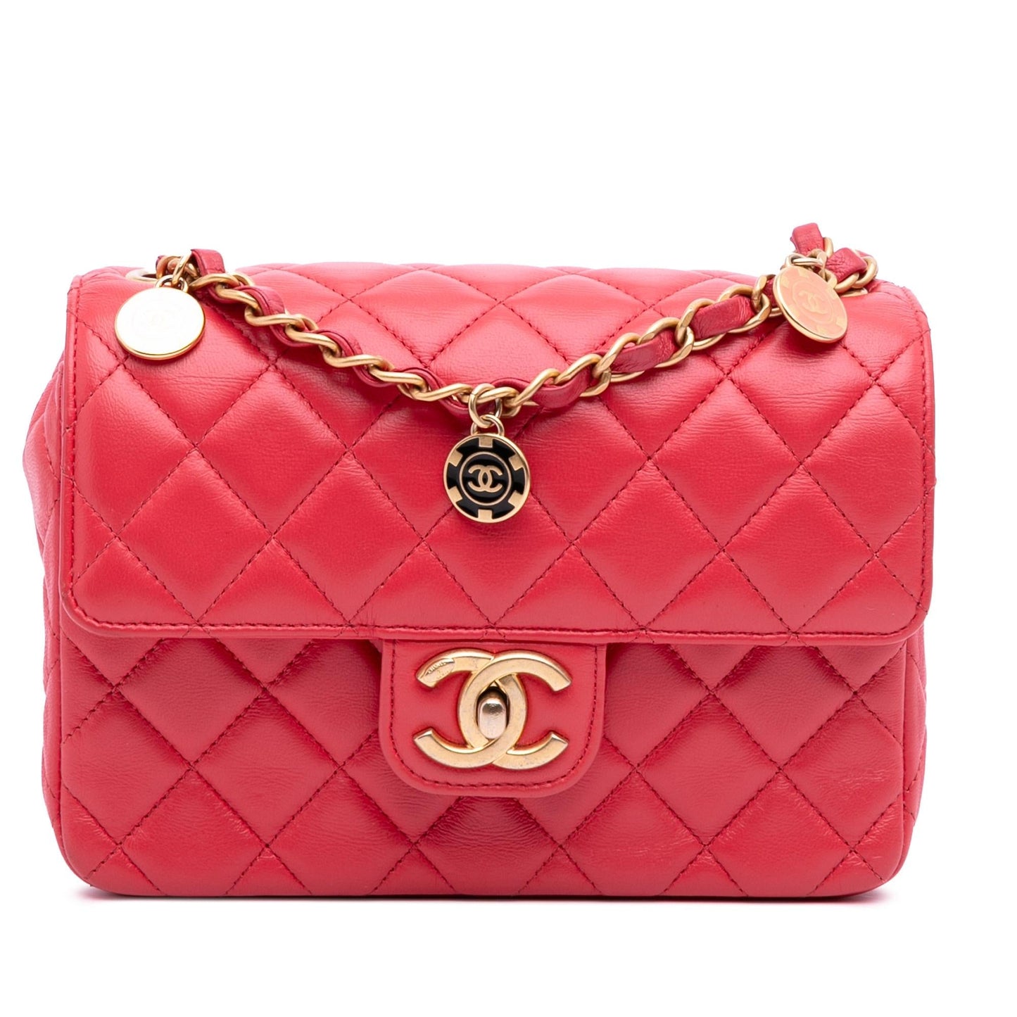 Chanel Square Classic Lambskin Casino Royale Charms Key Chain