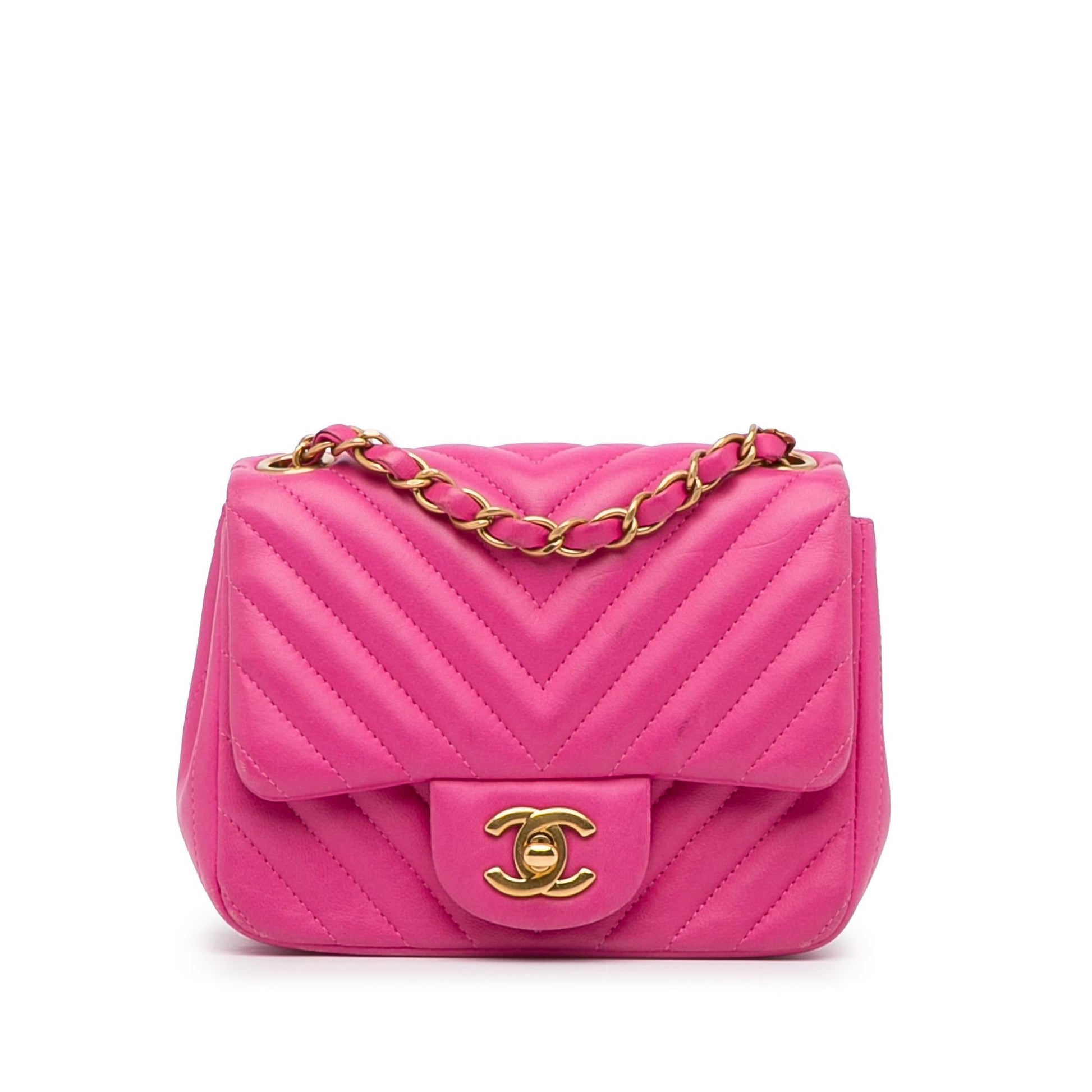 Chanel Square Classic Lambskin Chevron Flap SHG-dOMEPo Mini Bag
