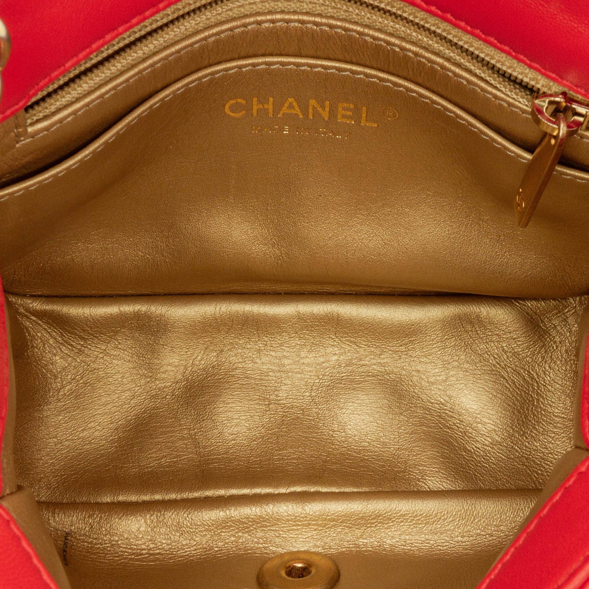 Chanel Mini Square Classic Lambskin Pearl Crush Flap Handbag
