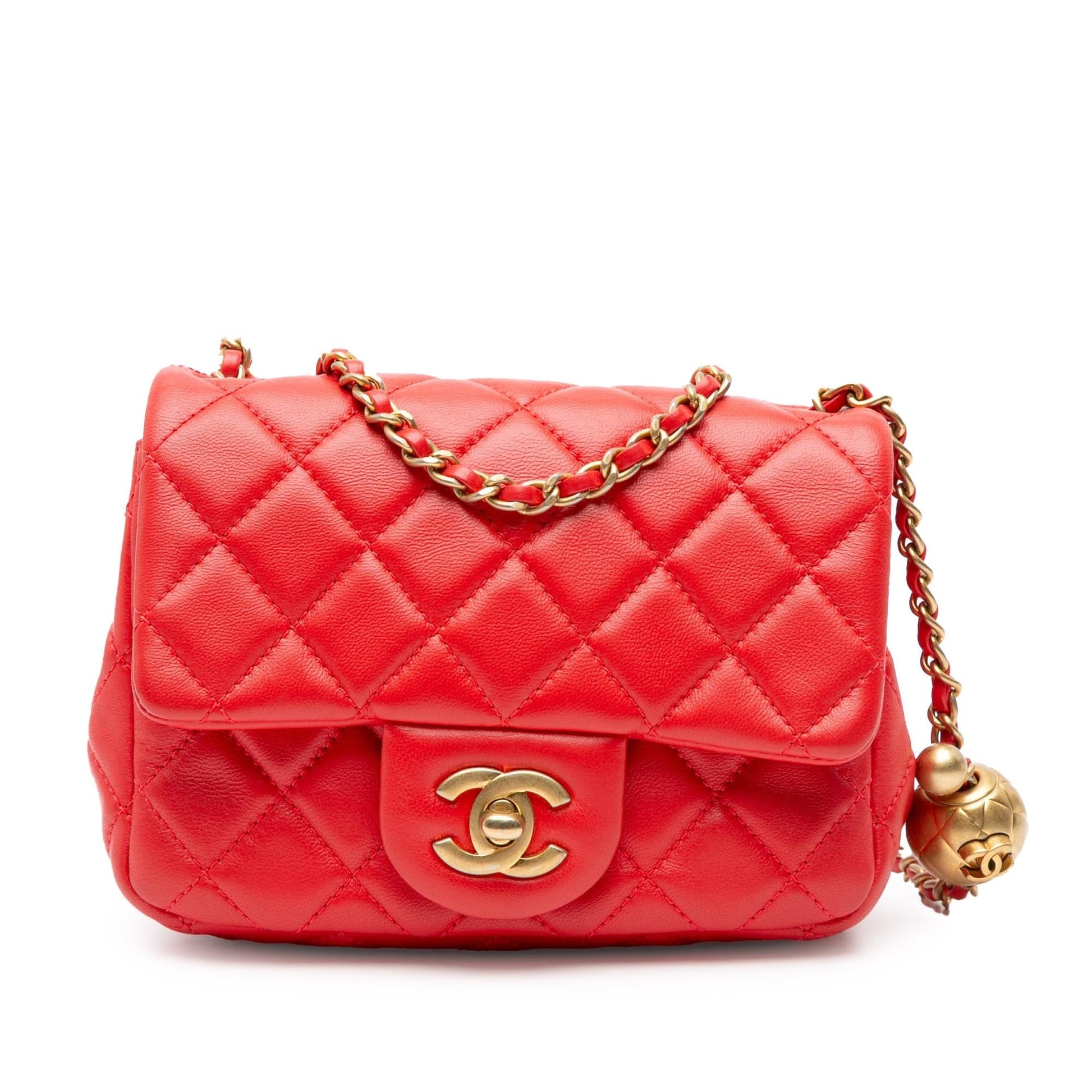 Chanel Square Classic Lambskin Pearl Crush Single Mini Bag