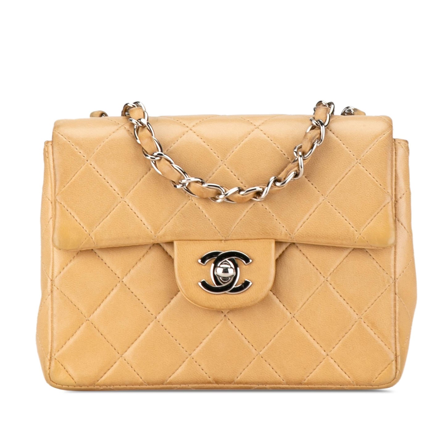 Chanel Square Classic Lambskin Single Flap Mini Bag Shg Jnohqq