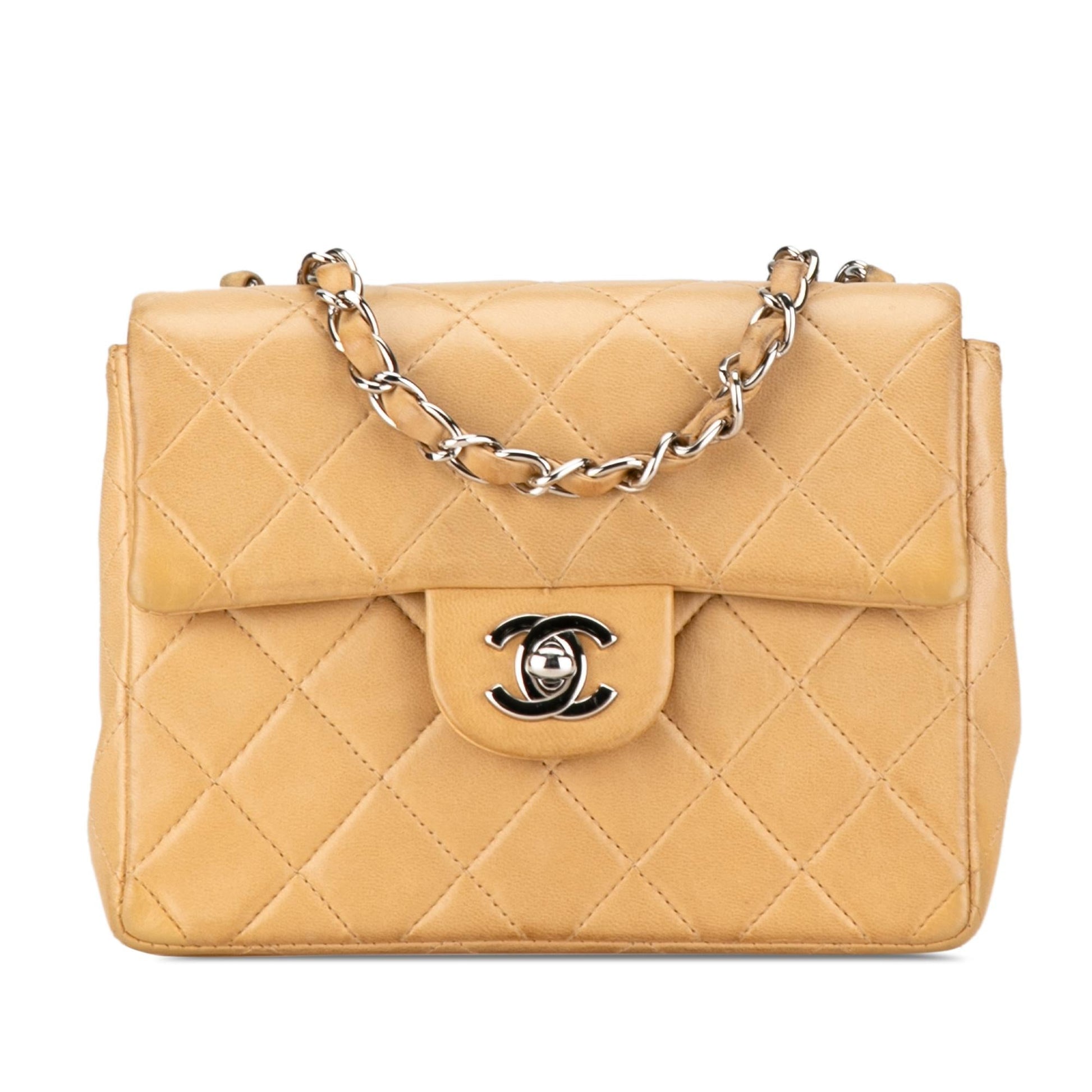 Chanel Square Classic Lambskin Single Flap Mini Bag Shg Jnohqq