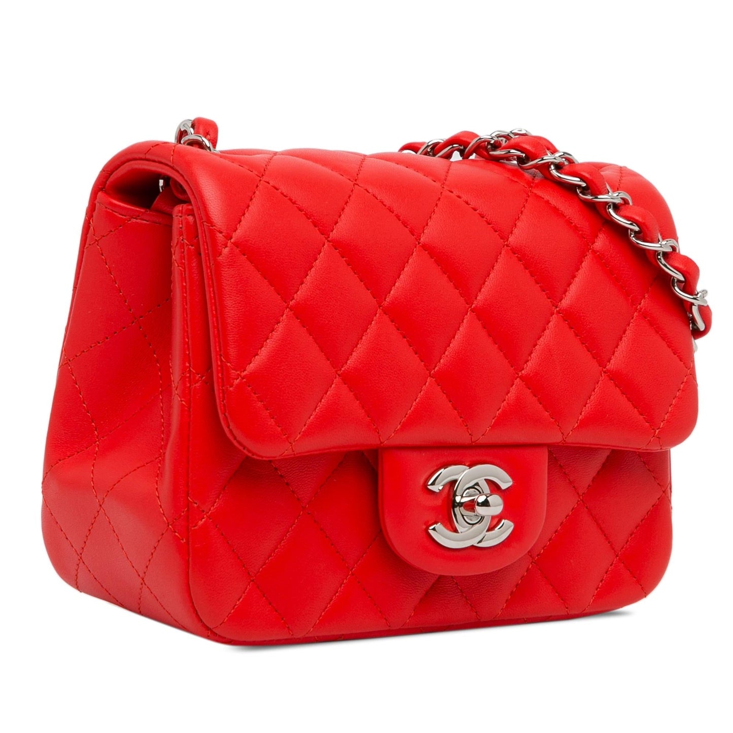 Chanel Square Classic Lambskin Single Flap Mini Bag Shg Flxdst