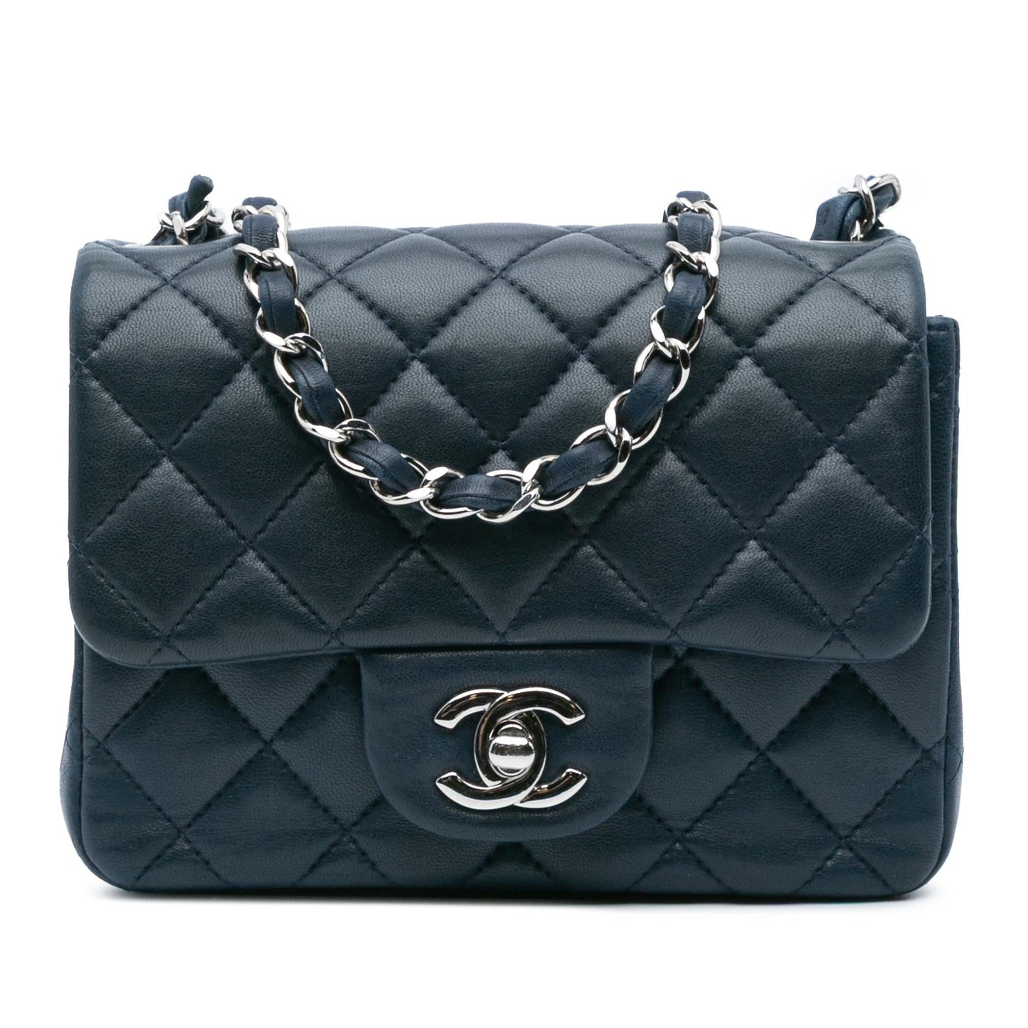 Chanel Square Classic Lambskin Single Flap Mini Bag Flap 3