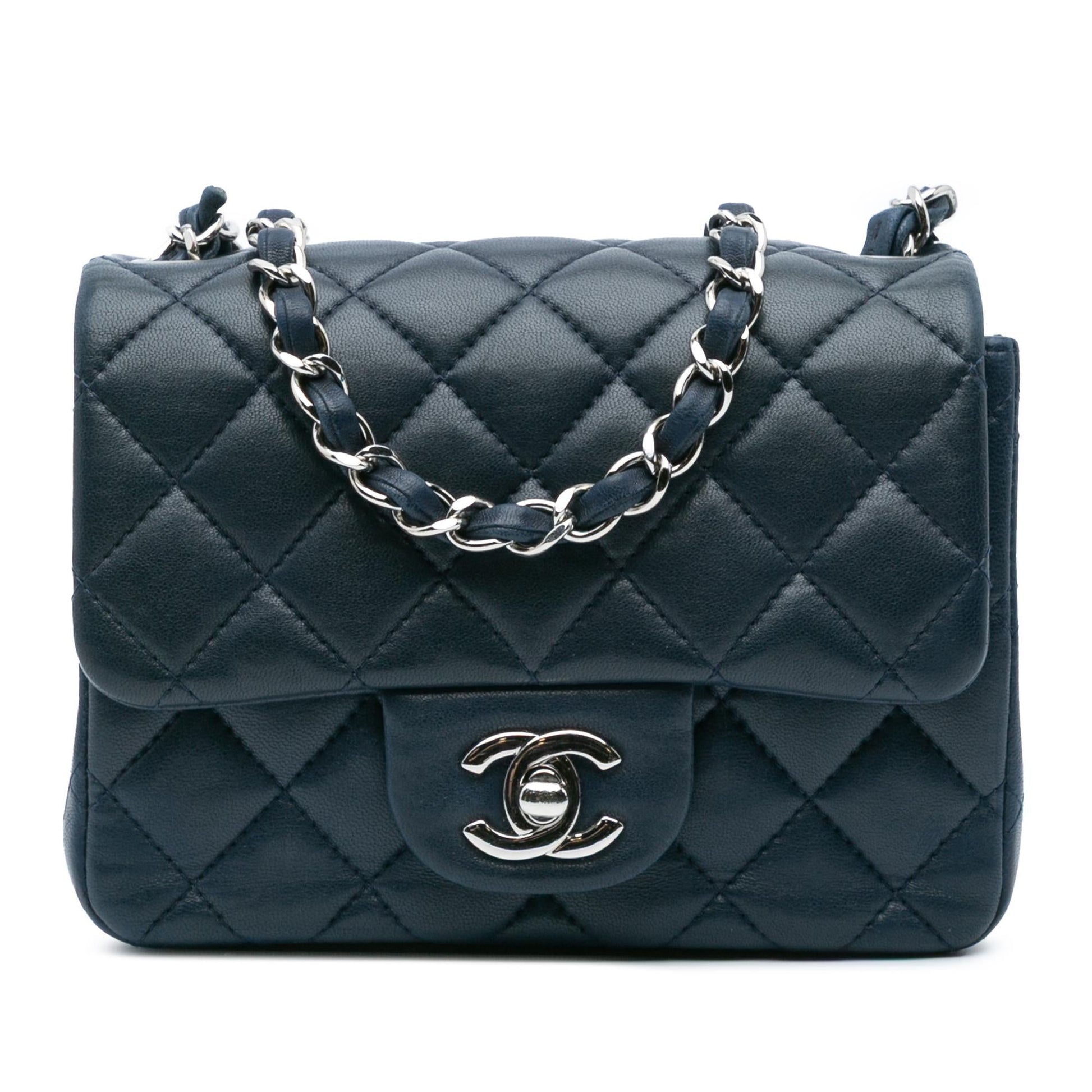 Chanel Square Classic Lambskin Single Flap Mini Bag Flap 3