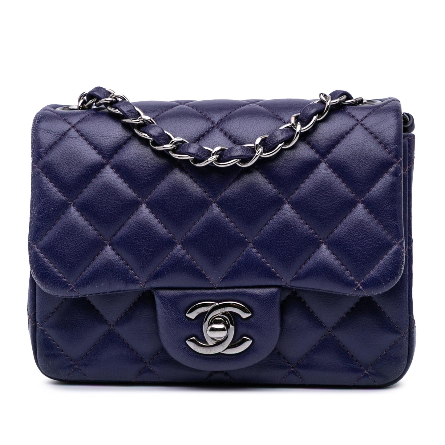 Chanel Square Classic Lambskin Single Flap Mini Bag Flap 4