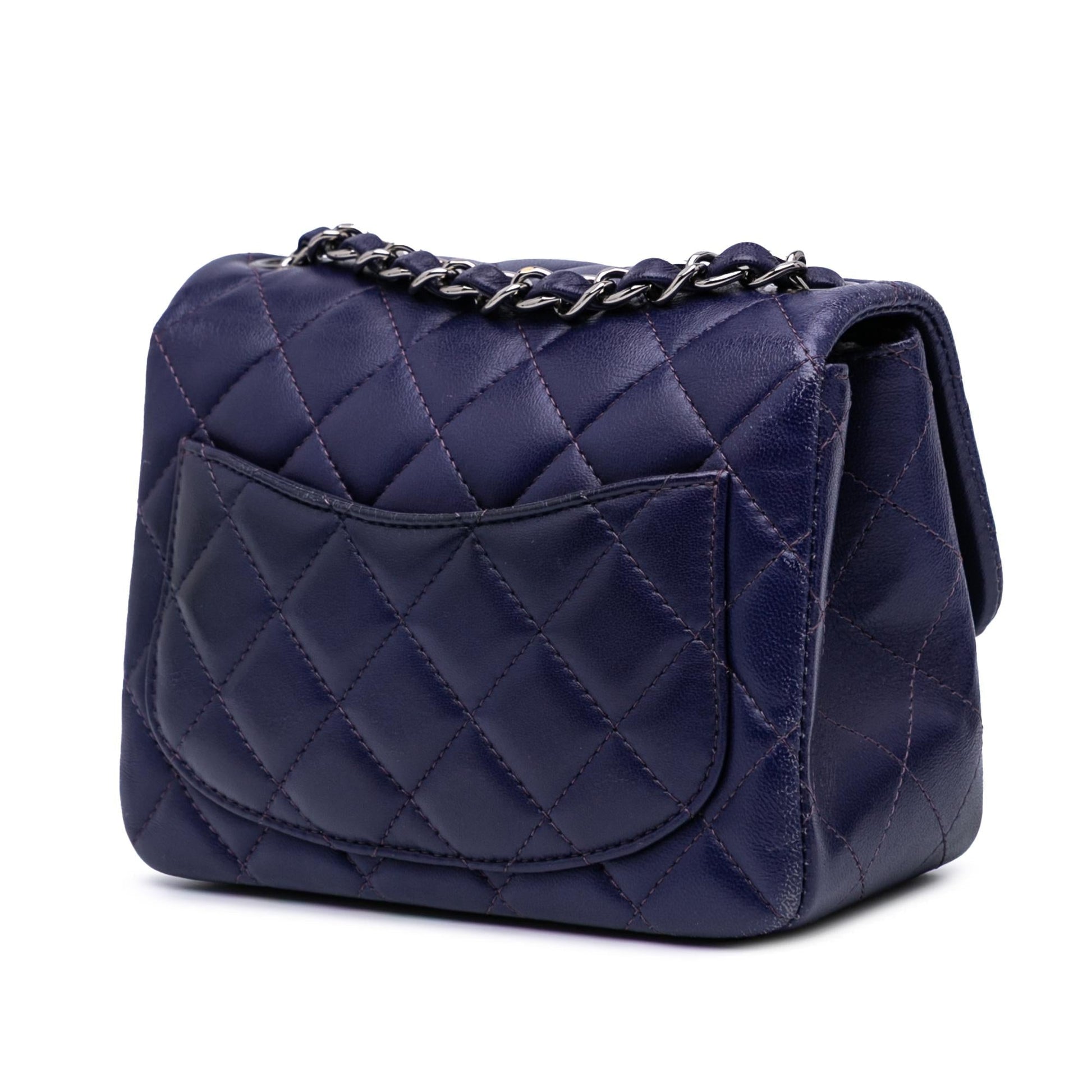 Chanel Square Classic Lambskin Single Flap Mini Bag Flap 4