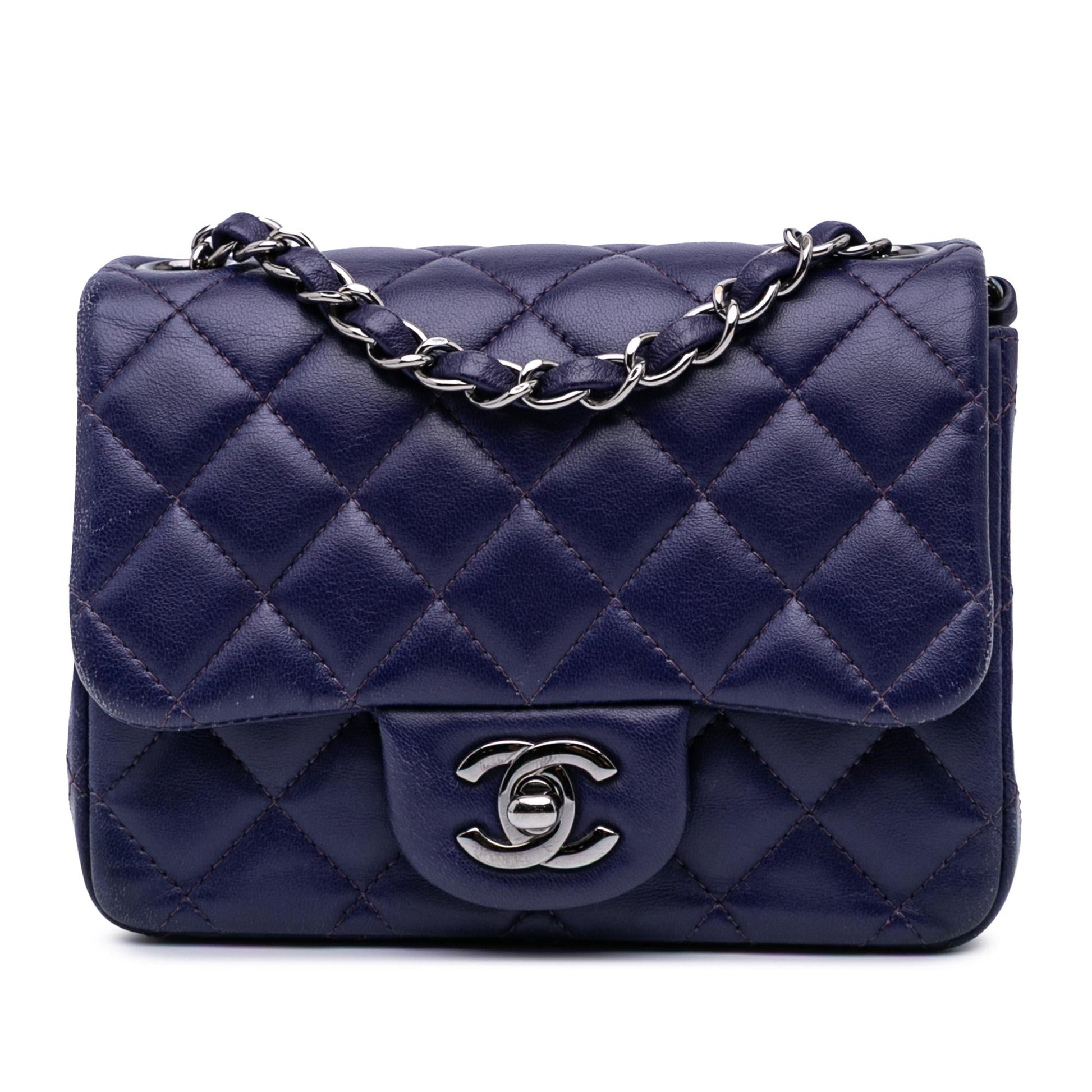 Chanel Square Classic Lambskin Single Flap Mini Bag Flap 5