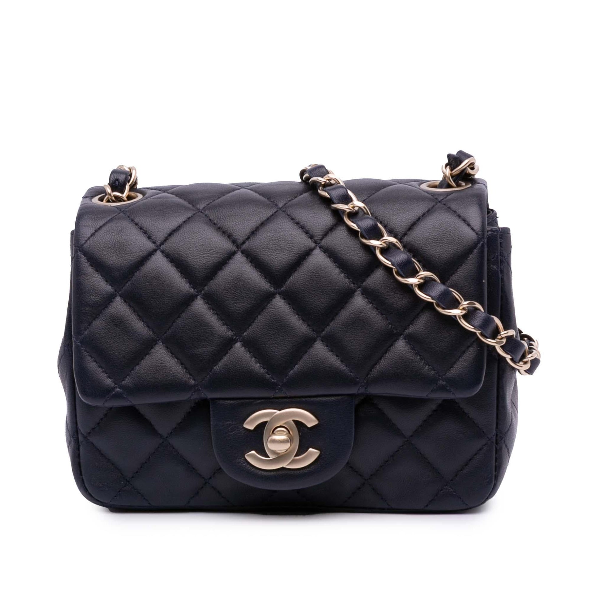 Chanel Square Classic Lambskin Single Flap Mini Bag Flap 7