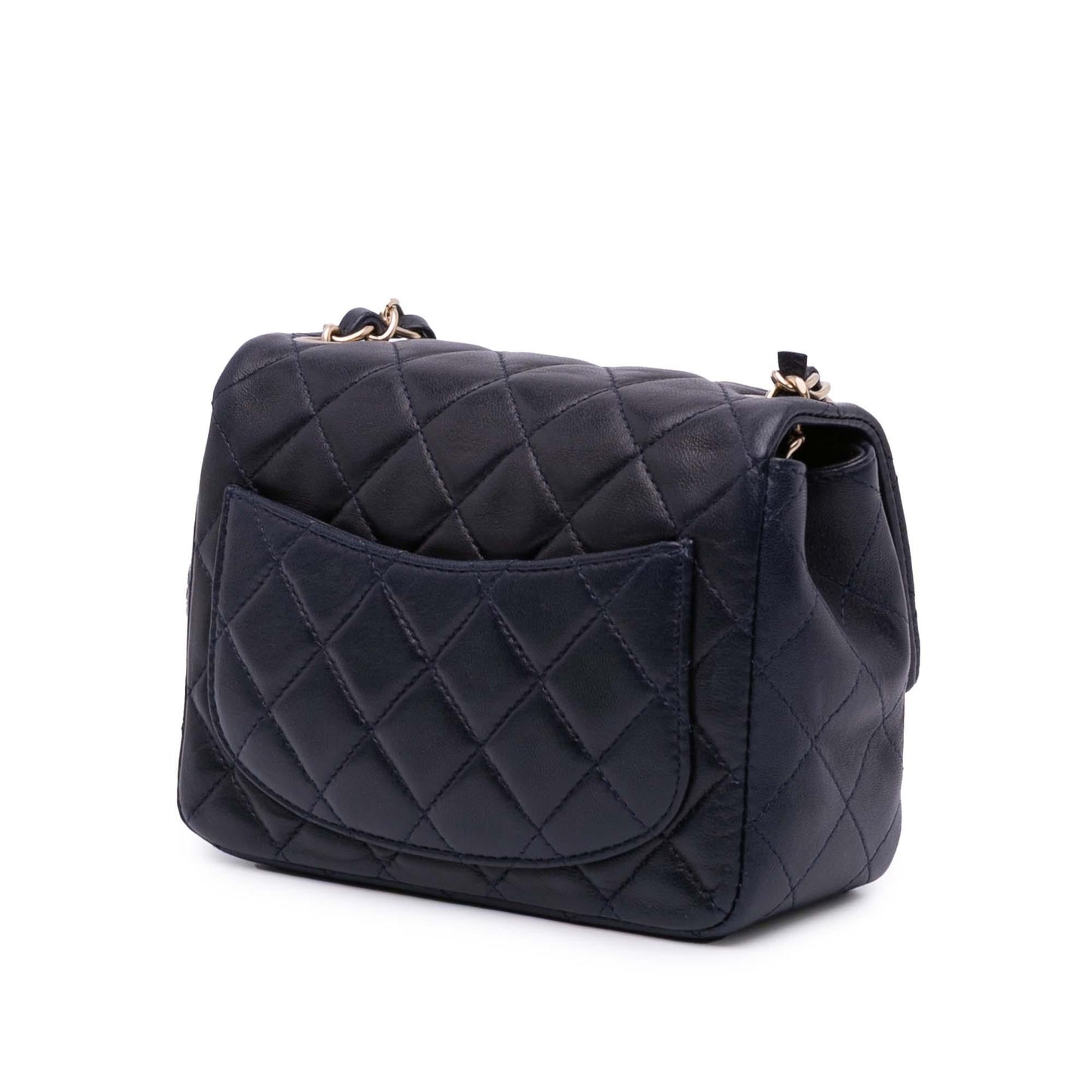 Chanel Square Classic Lambskin Single Flap Mini Bag Flap 7