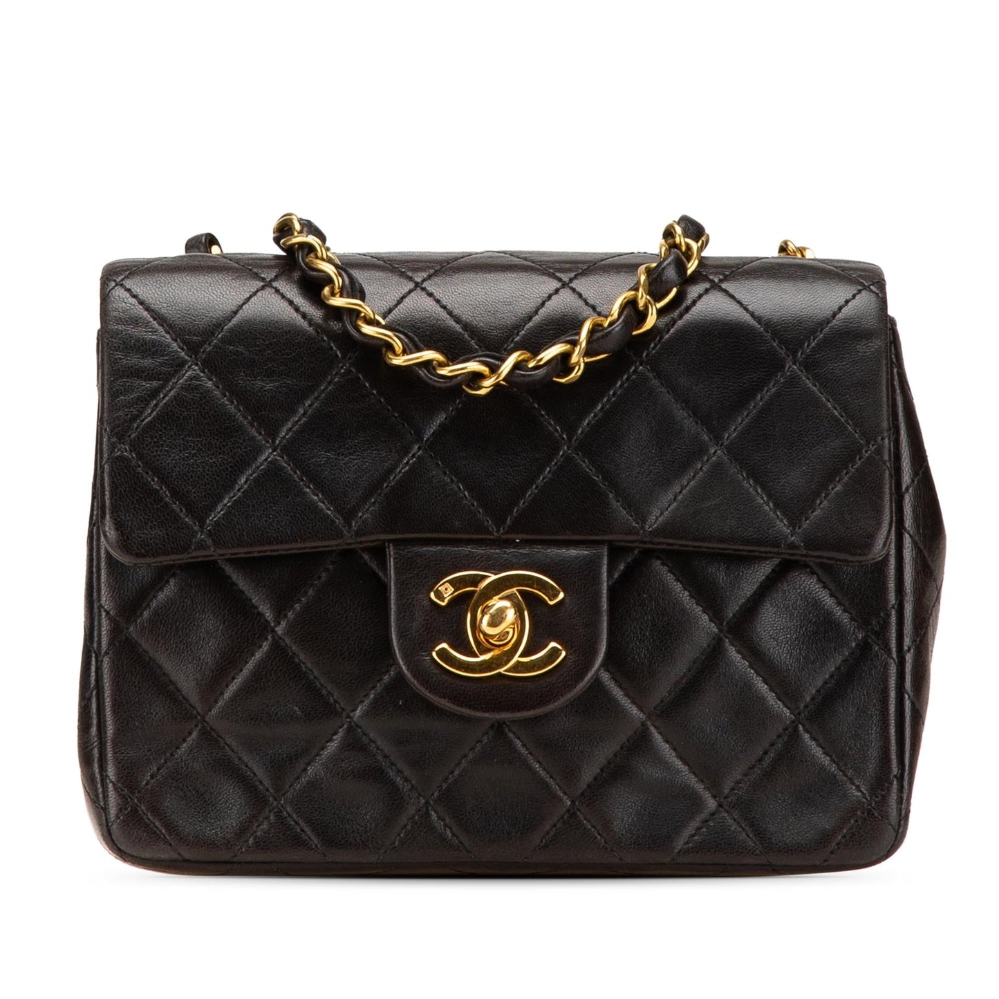 Chanel Square Classic Lambskin Single Flap Mini Bag Flap 8