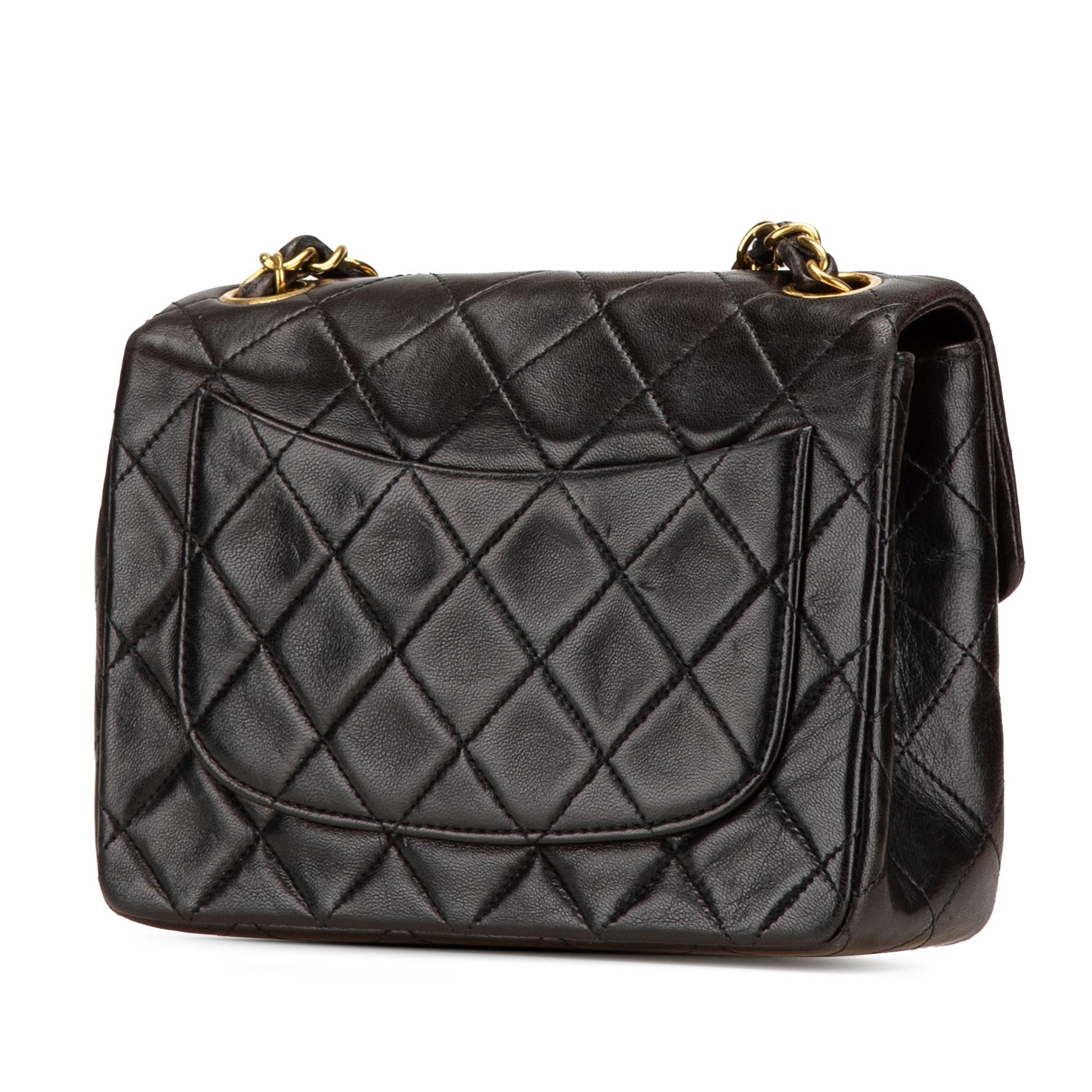 Chanel Square Classic Lambskin Single Flap Mini Bag Flap 8