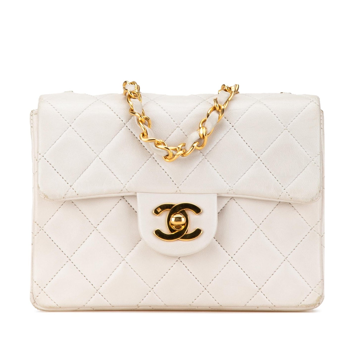 Chanel Square Classic Lambskin Single Flap Mini Bag Flap 6
