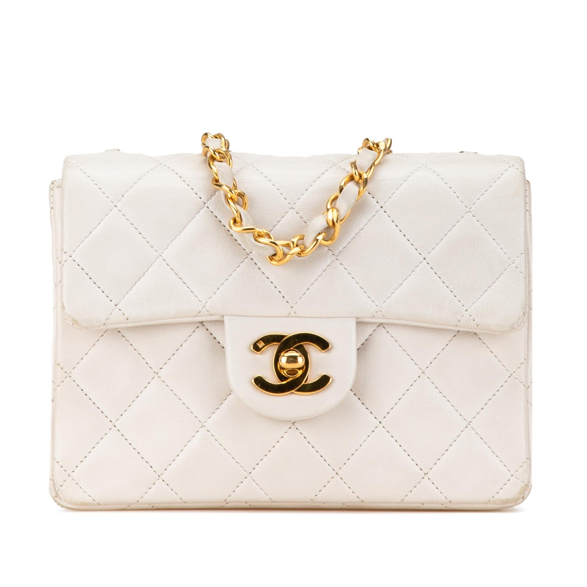 Chanel Square Classic Lambskin Single Flap Mini Bag Flap 6