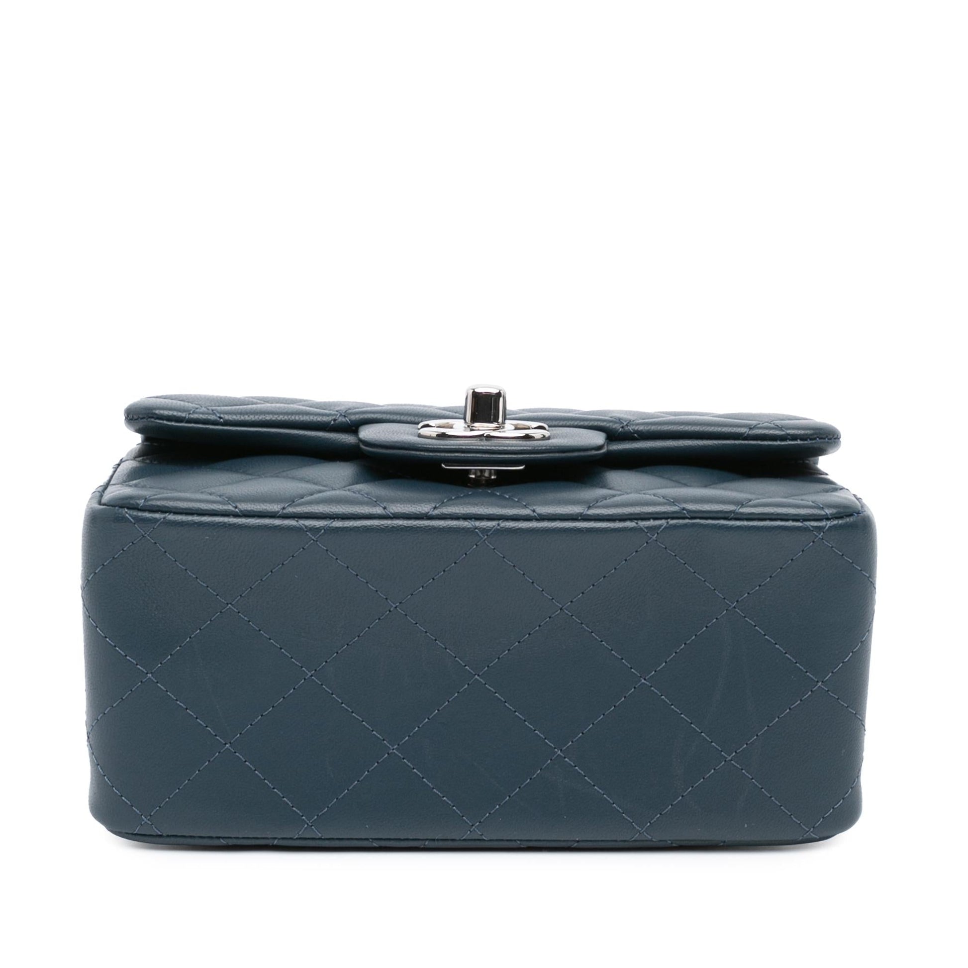 Chanel Square Classic Lambskin Single Flap Mini Bag Flap 11