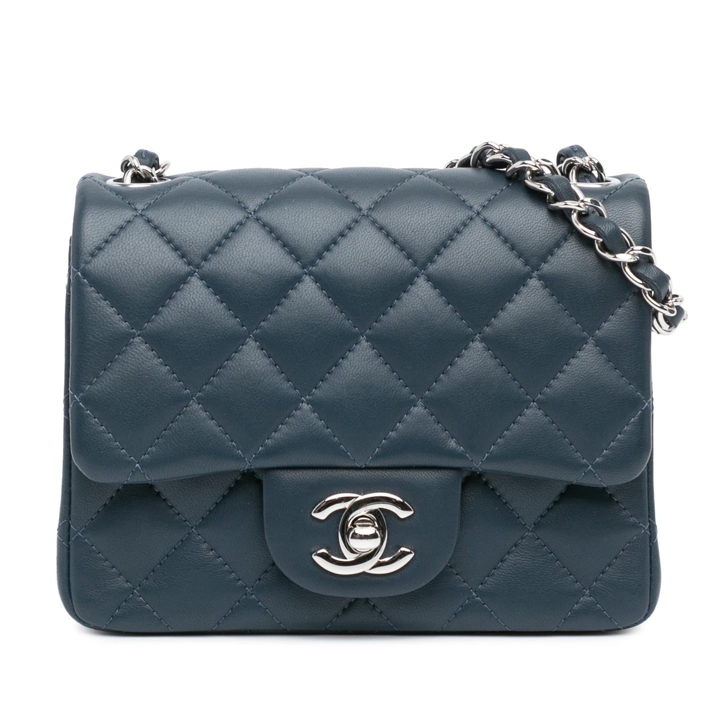 Chanel Square Classic Lambskin Single Flap Mini Bag Flap 11