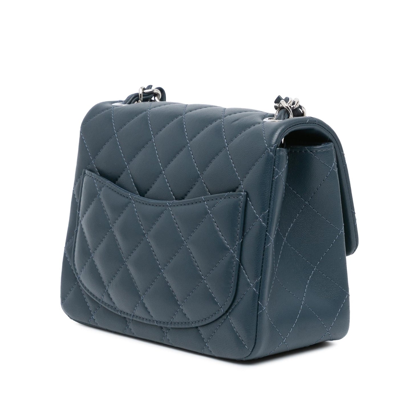 Chanel Square Classic Lambskin Single Flap Mini Bag Flap 11