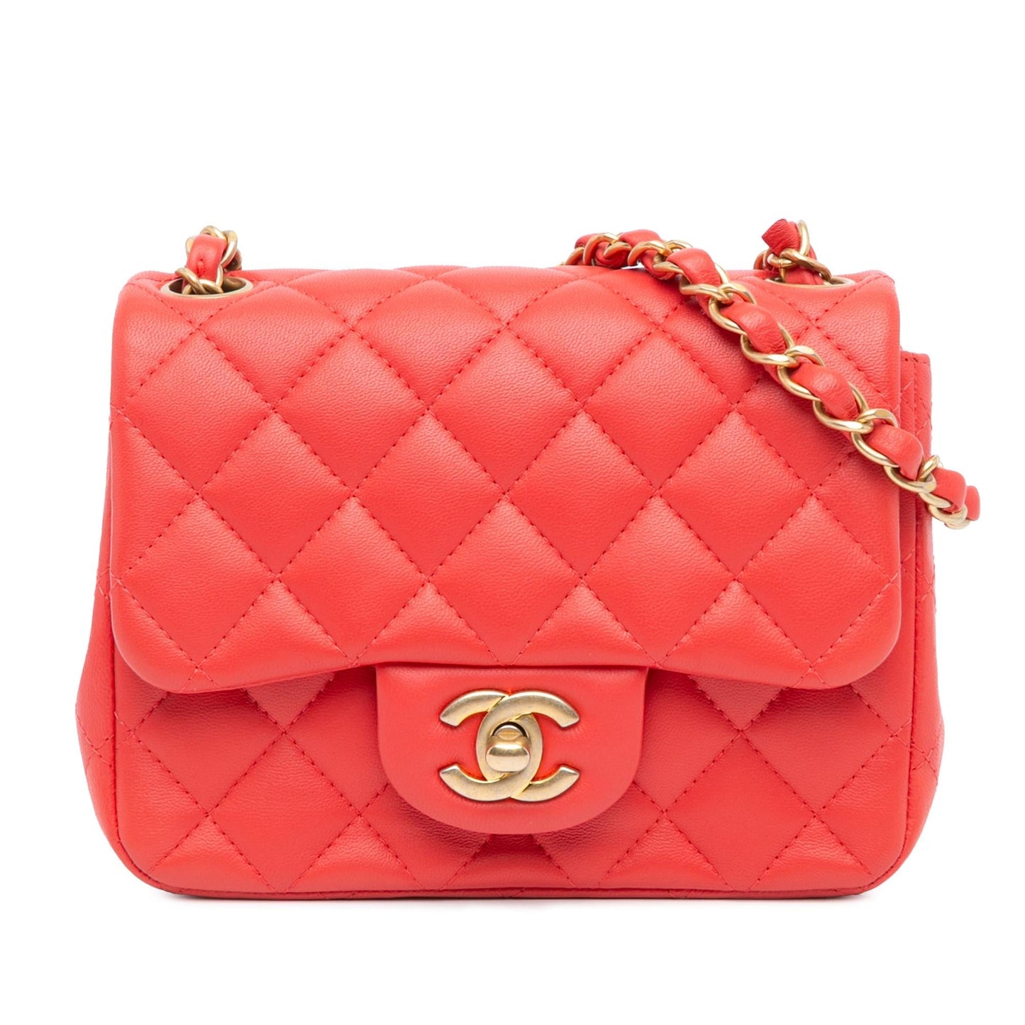 Chanel Square Classic Lambskin Single Flap Mini Bag Flap 21
