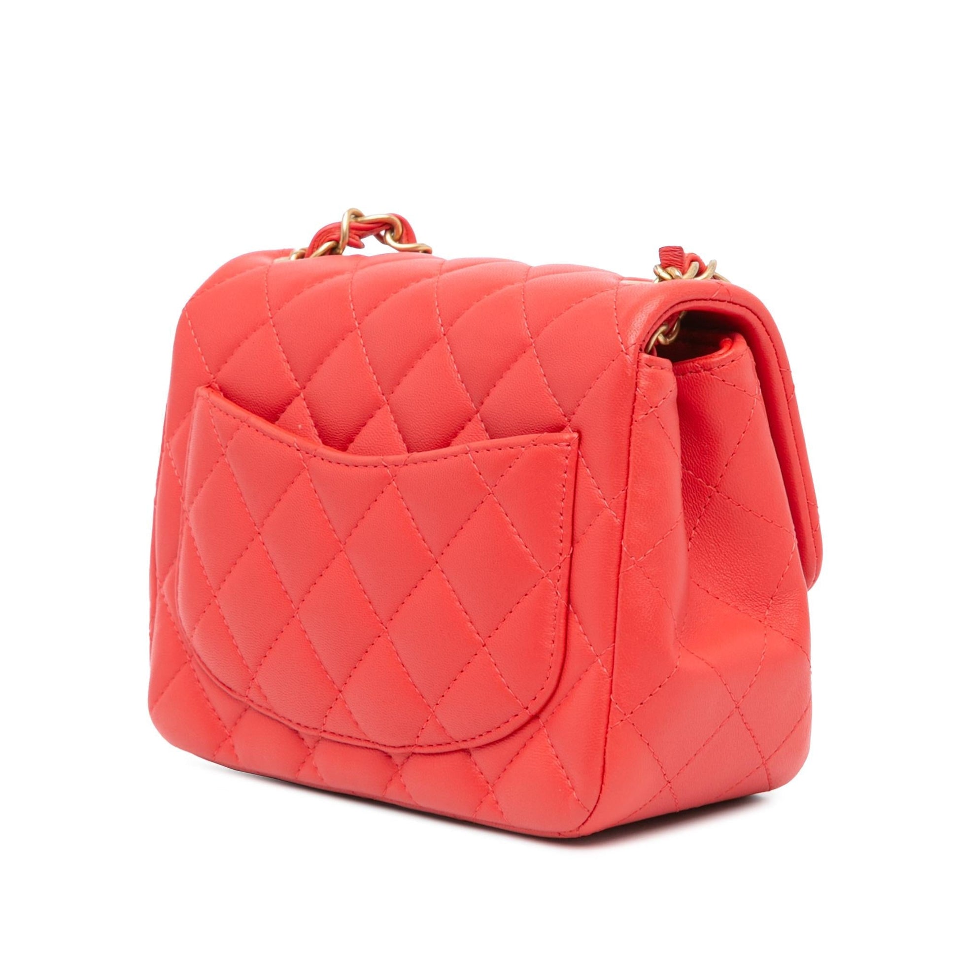 Chanel Square Classic Lambskin Single Flap Mini Bag Flap 21