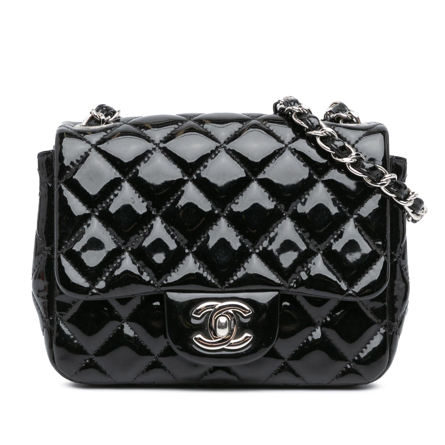 Chanel Square Classic Patent Single Flap Mini Bag