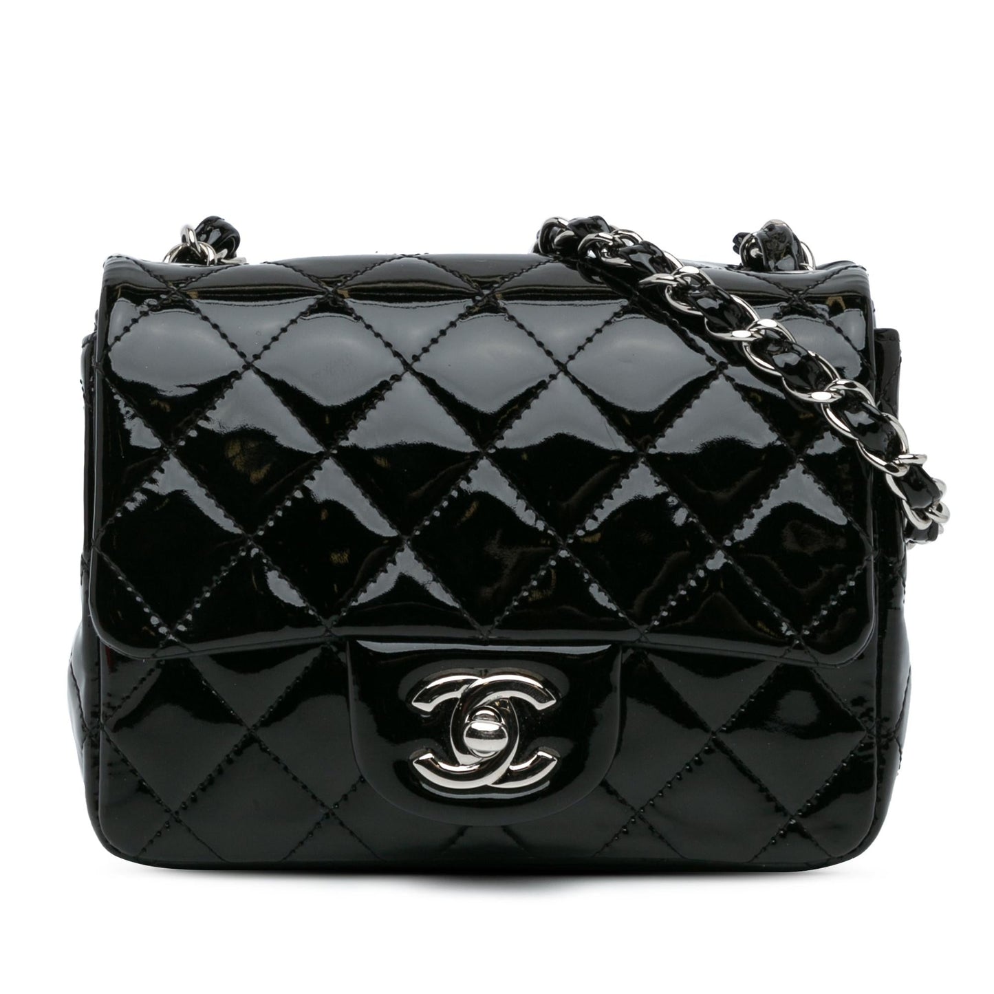 Chanel Square Classic Patent Single Flap Mini Bag Shg Skfkks