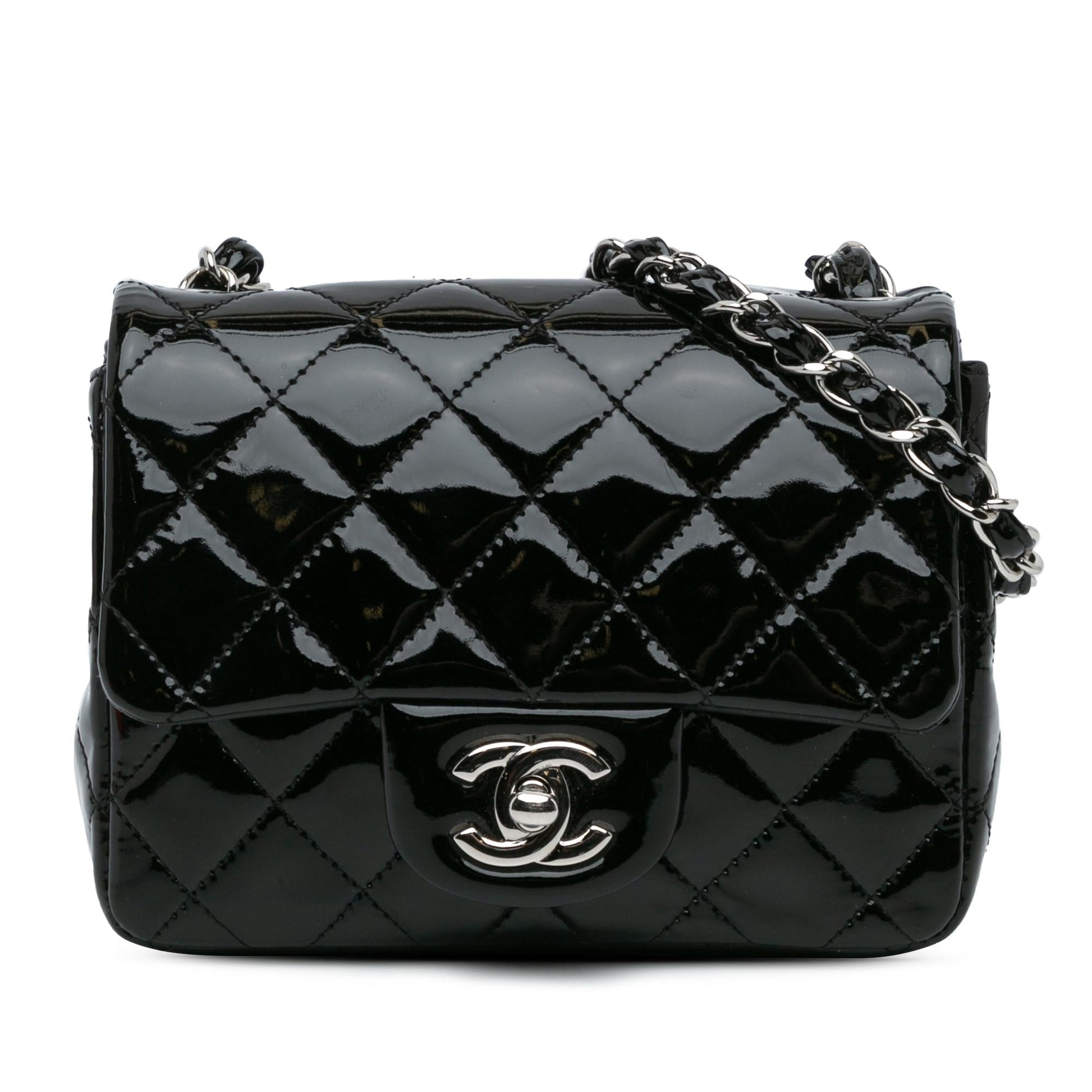Chanel Square Classic Patent Single Flap Mini Bag Shg Skfkks