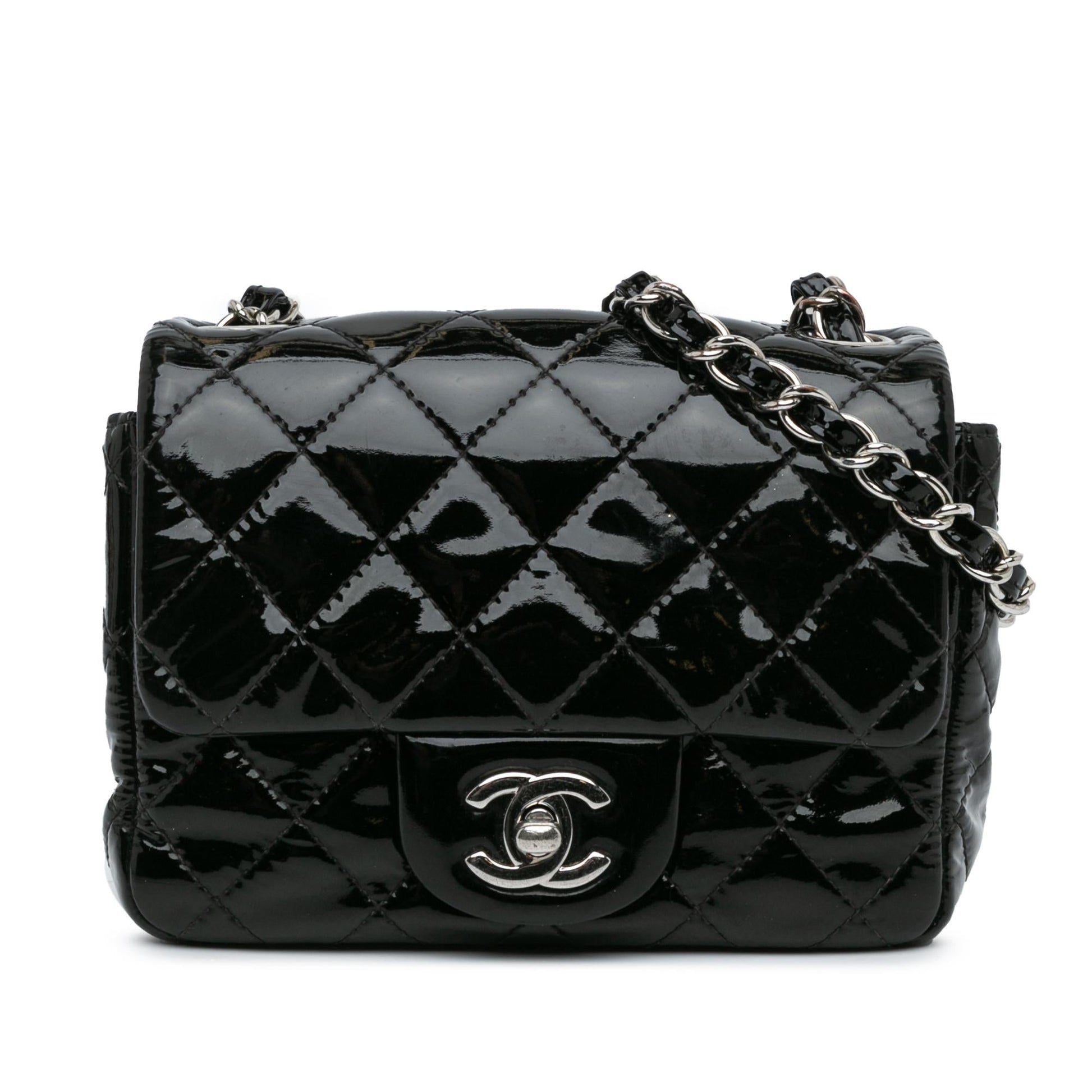 Chanel Square Classic Patent Single Flap Mini Bag Shg Onmio7