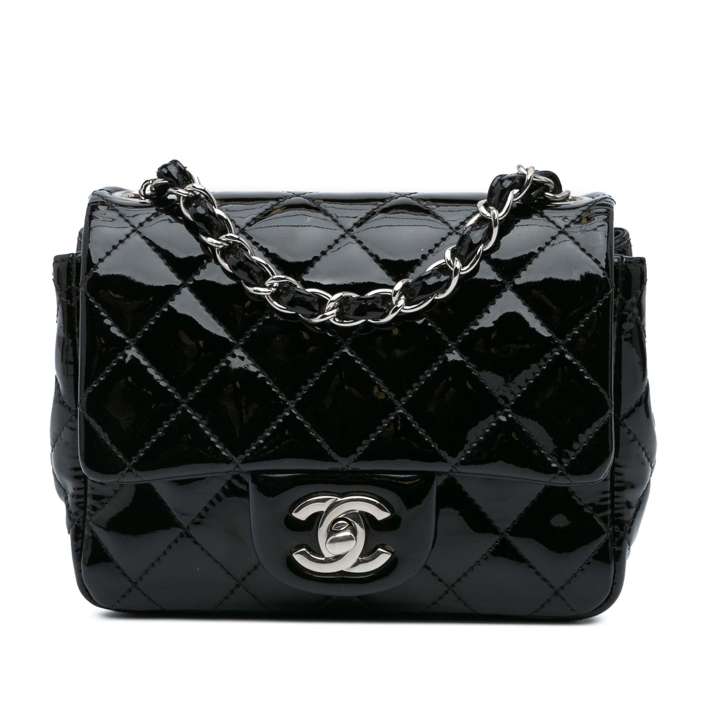 Chanel Square Classic Patent Single Flap Mini Bag Flap 5