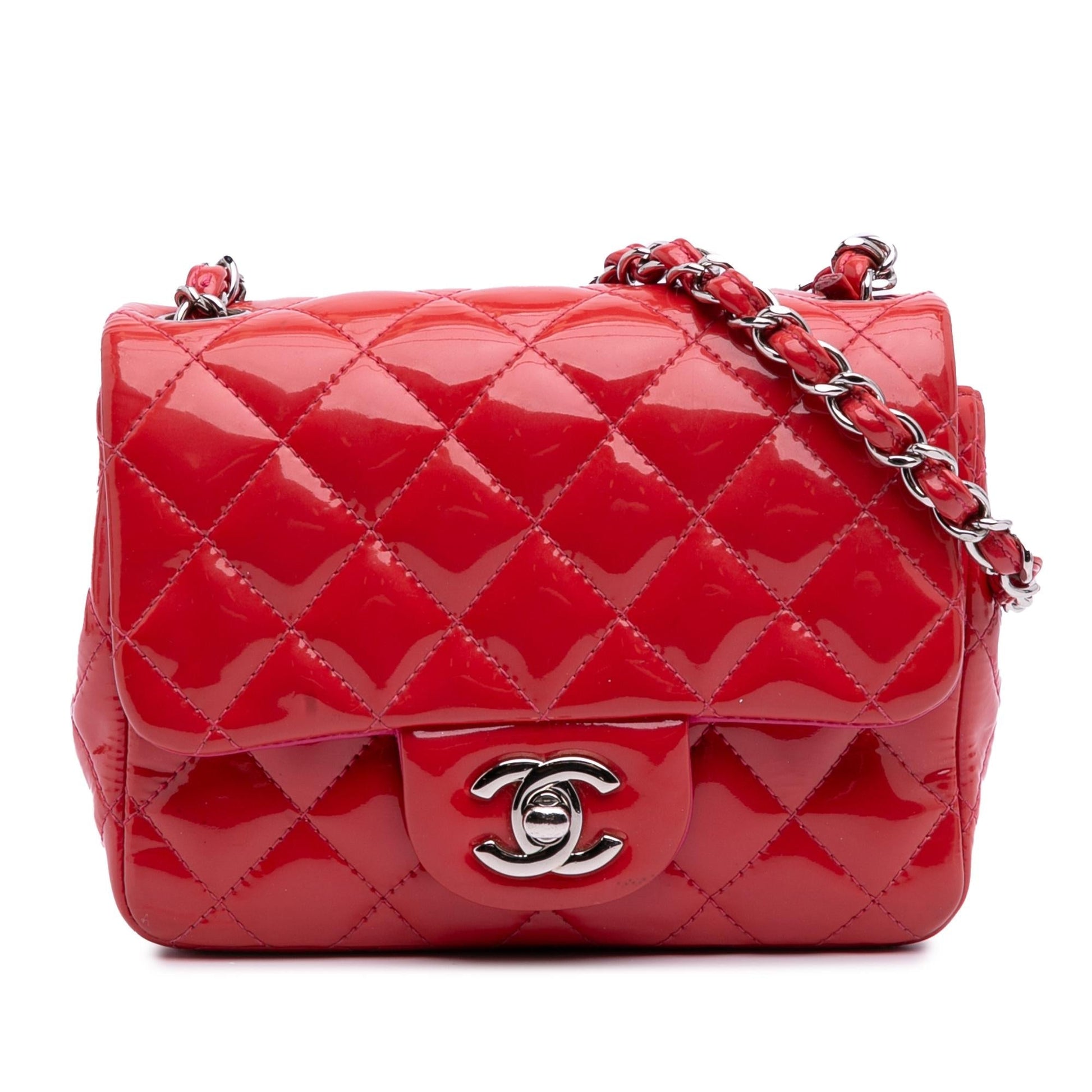 Chanel Square Classic Patent Single Flap Mini Bag Flap 7