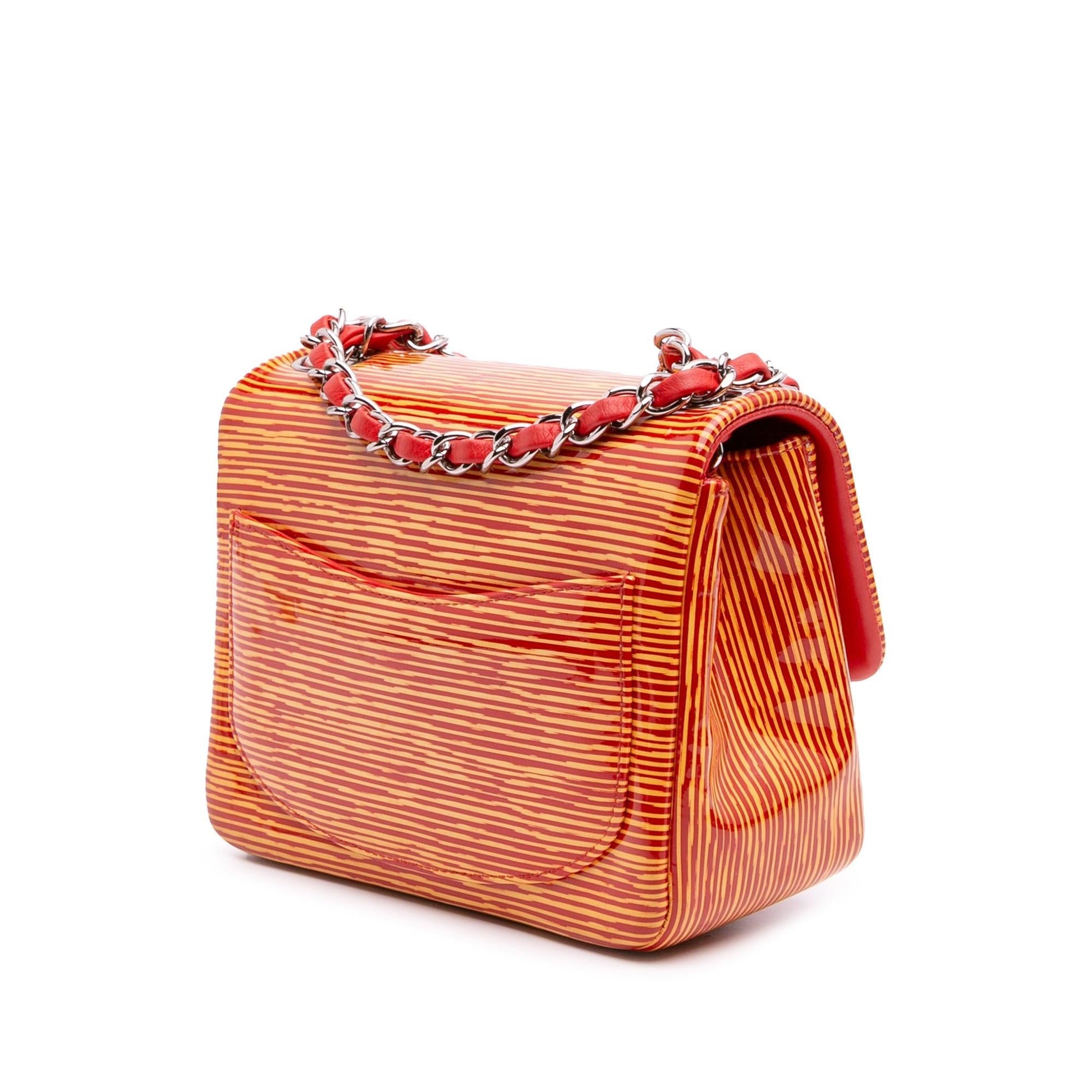 Chanel Square Classic Patent Striped Single Flap Mini Bag Flap 1