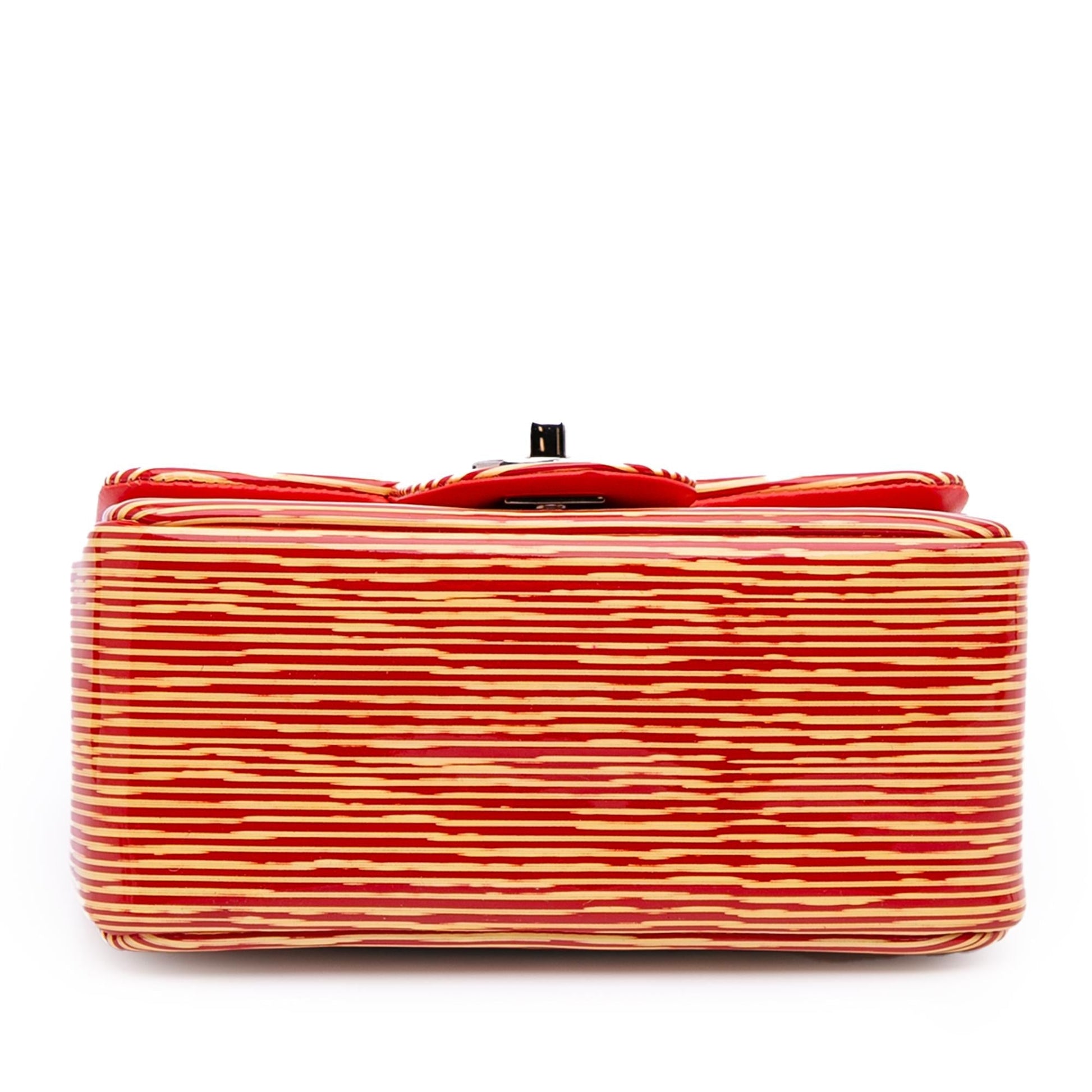 Chanel Square Classic Patent Striped Single Flap Mini Bag Flap 3
