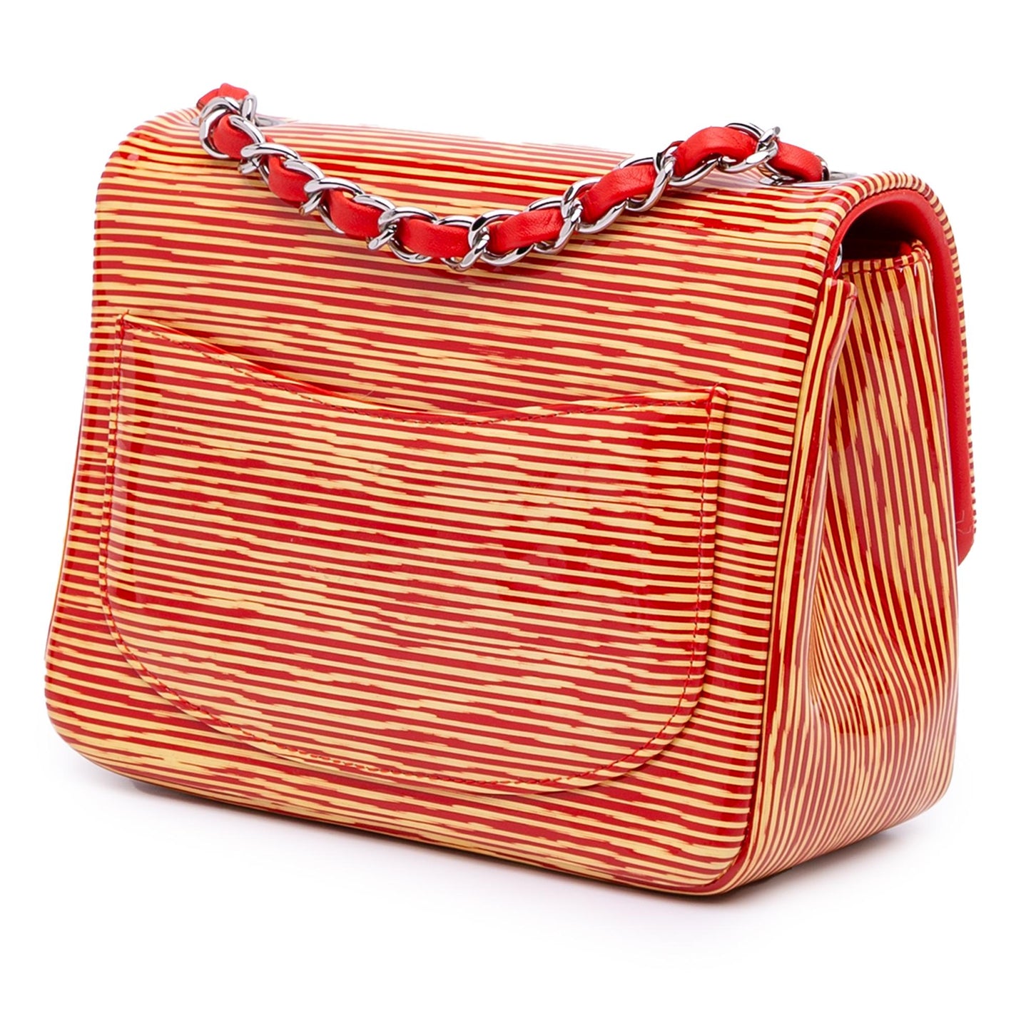 Chanel Square Classic Patent Striped Single Flap Mini Bag Flap 3