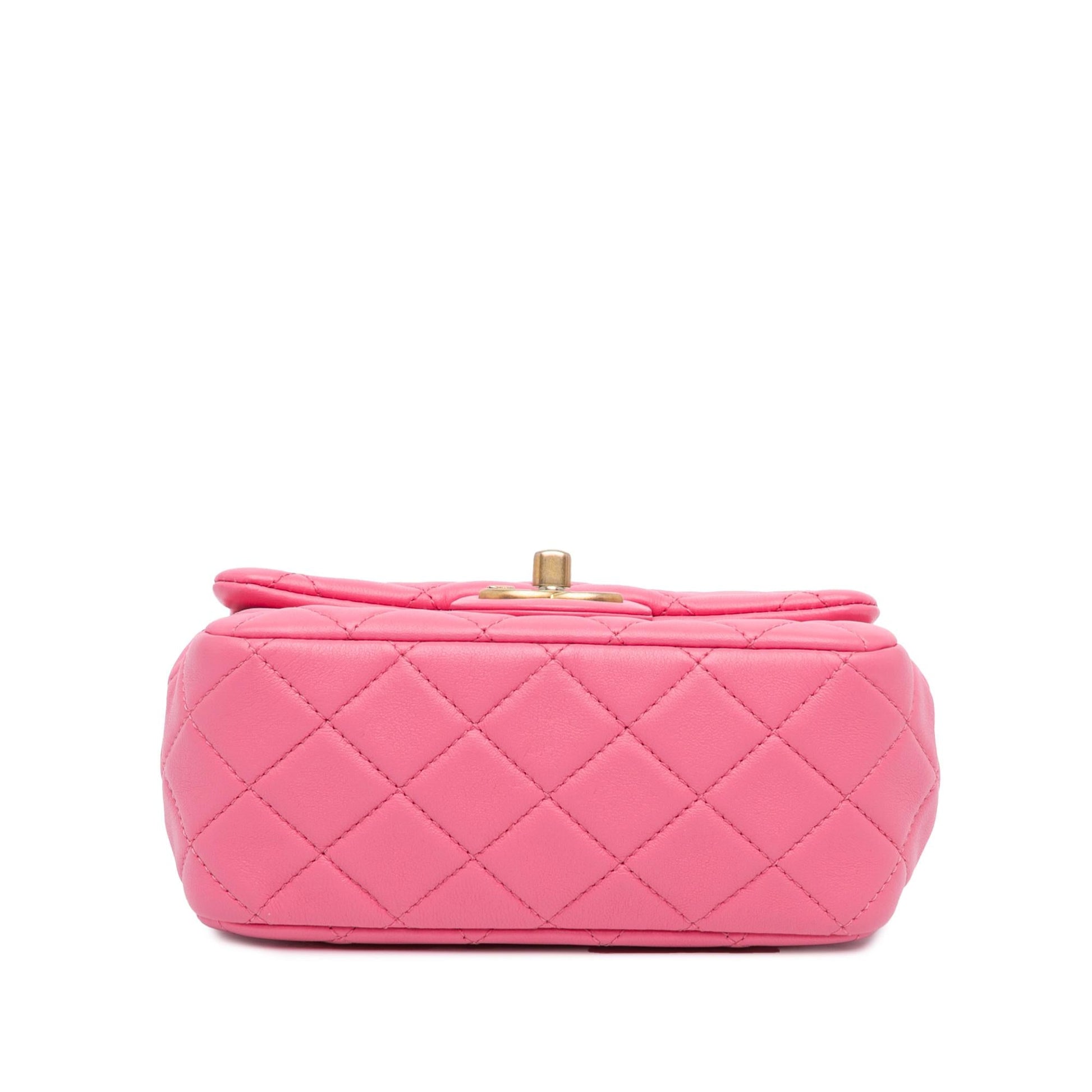 Chanel Square Lambskin Pearl Samba Flap Mini Bag