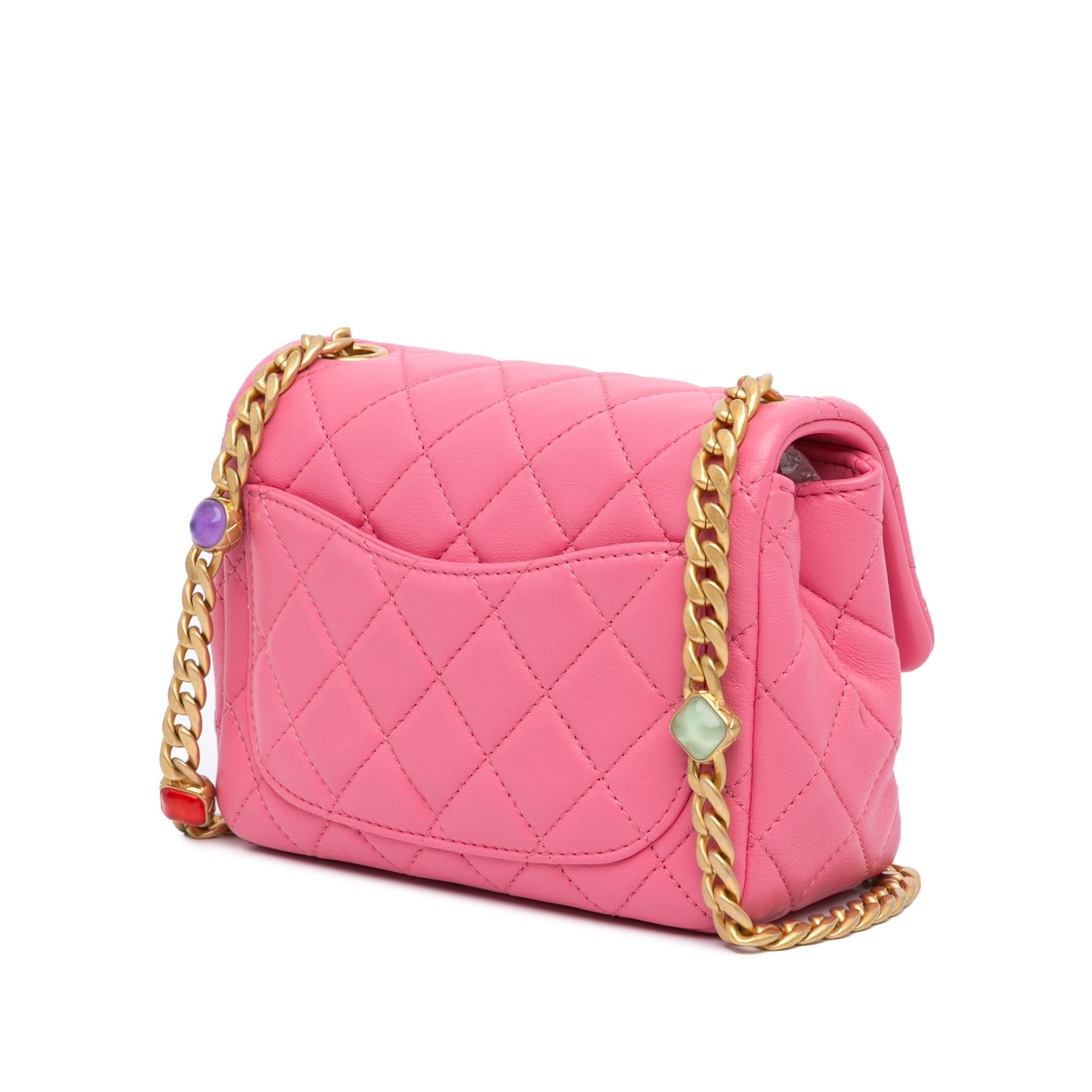 Chanel Square Lambskin Pearl Samba Flap Mini Bag
