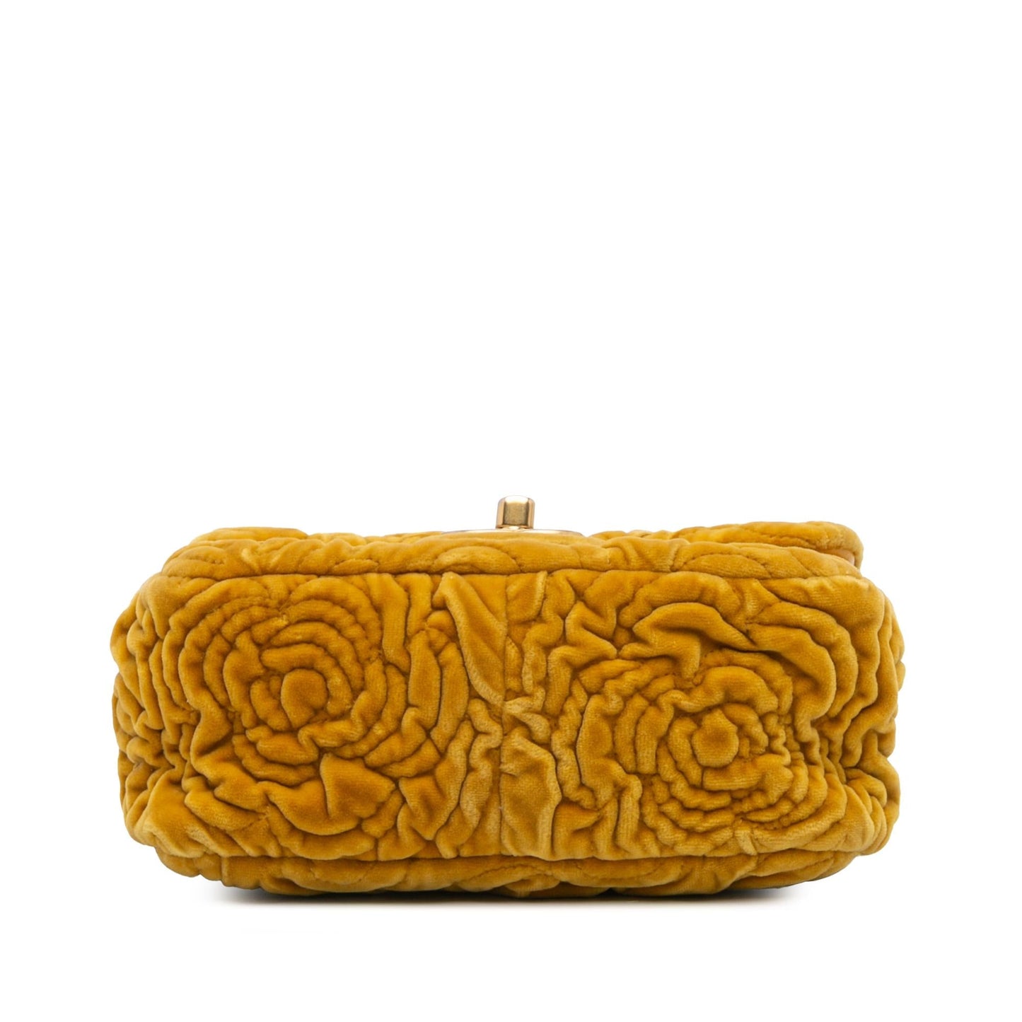 Chanel Mini Square Velvet Camellia Embossed Flap Bag