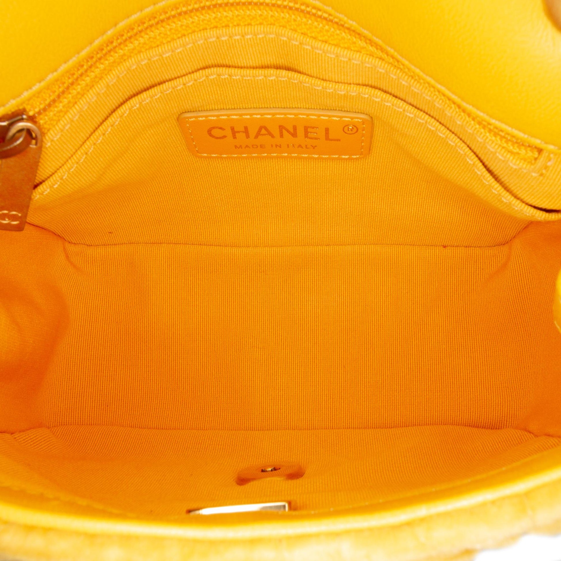 Chanel Mini Square Velvet Camellia Embossed Flap Handbag