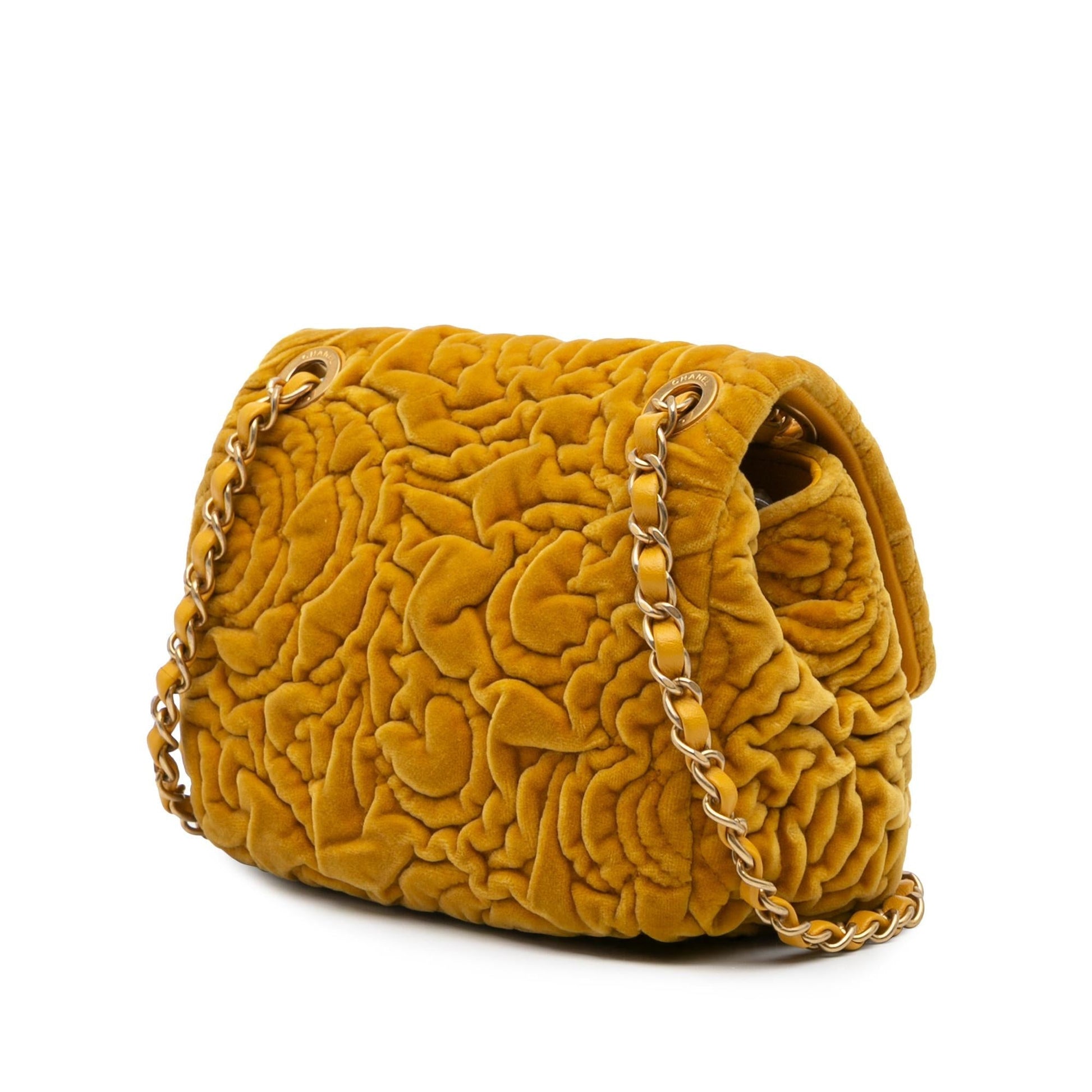 Chanel Square Velvet Camellia Embossed Flap Mini Bag Flap 2