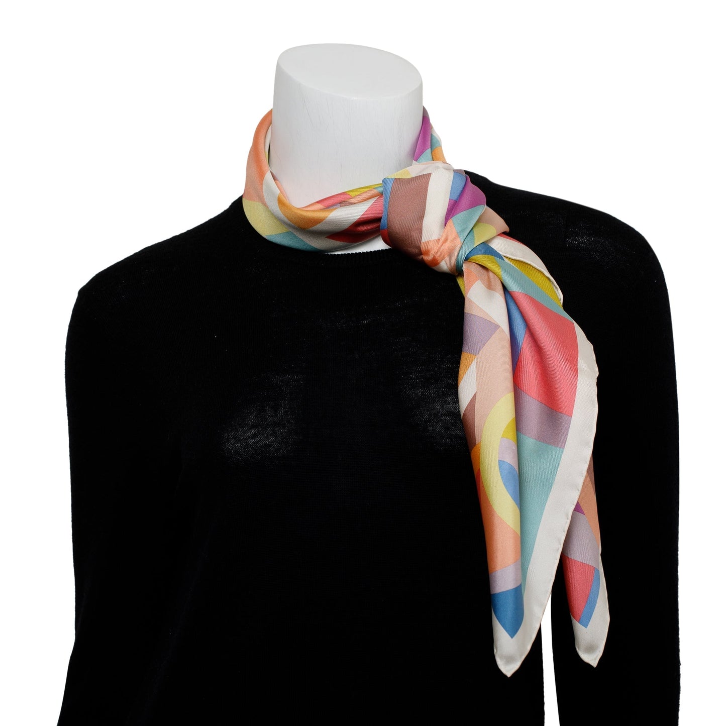 Chanel Logo Print Silk Square Scarf Multicolor