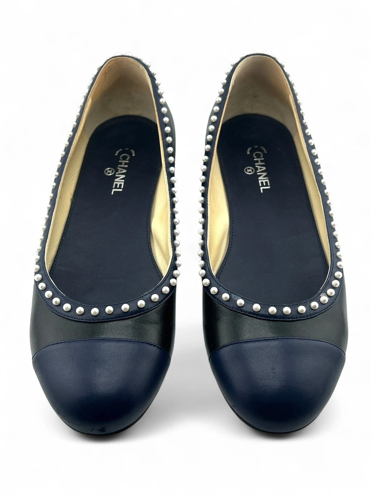 Chanel LAMBSKIN SATIN PEARL CC CAP TOE Hat