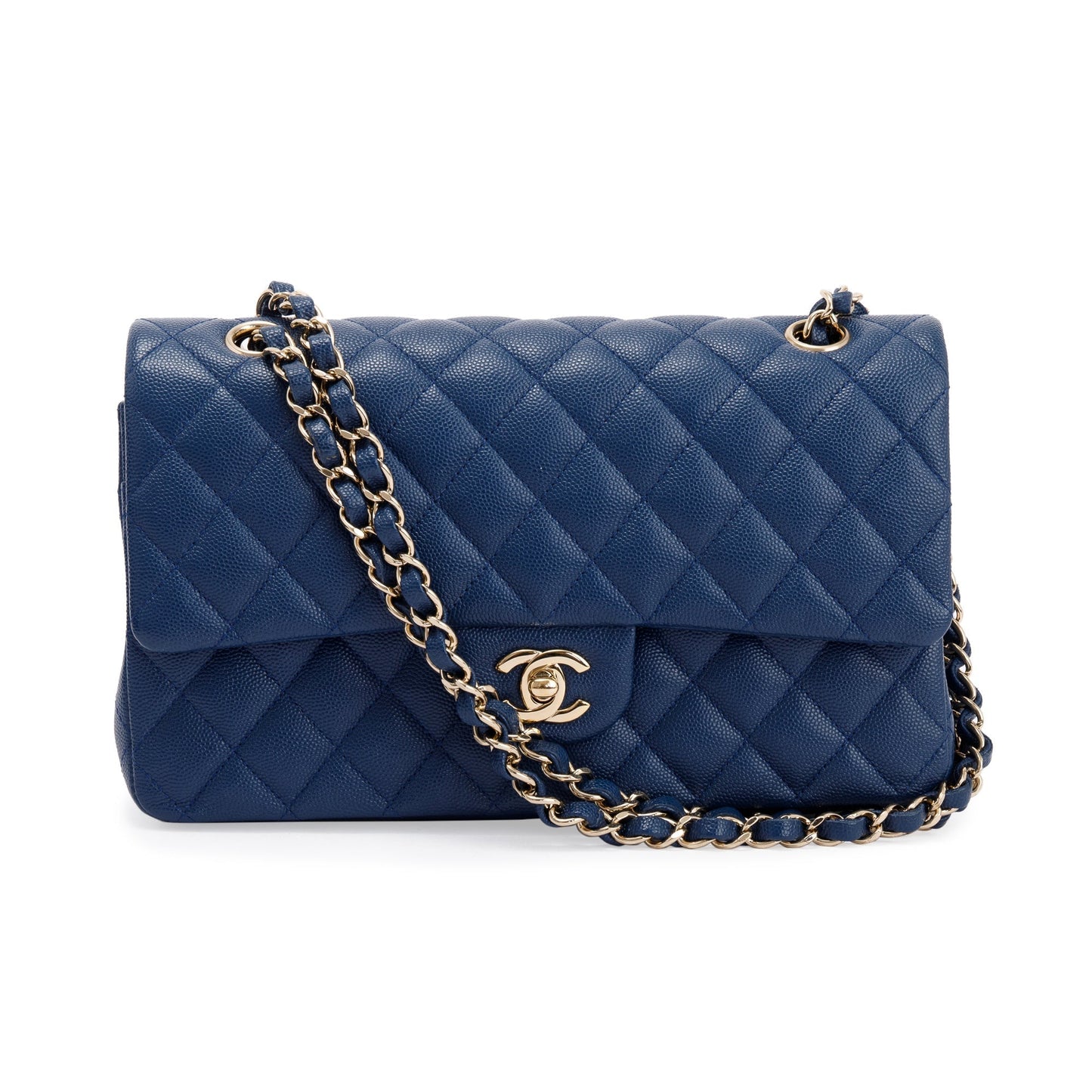 Chanel Navy Classic Double Flap Blue Travel Bag