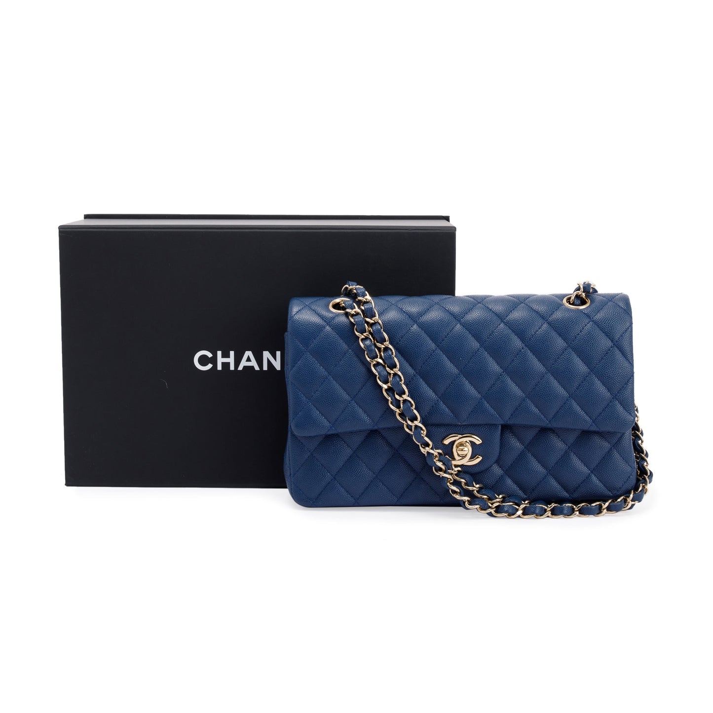 Chanel Navy Classic Double Flap Blue Travel Bag