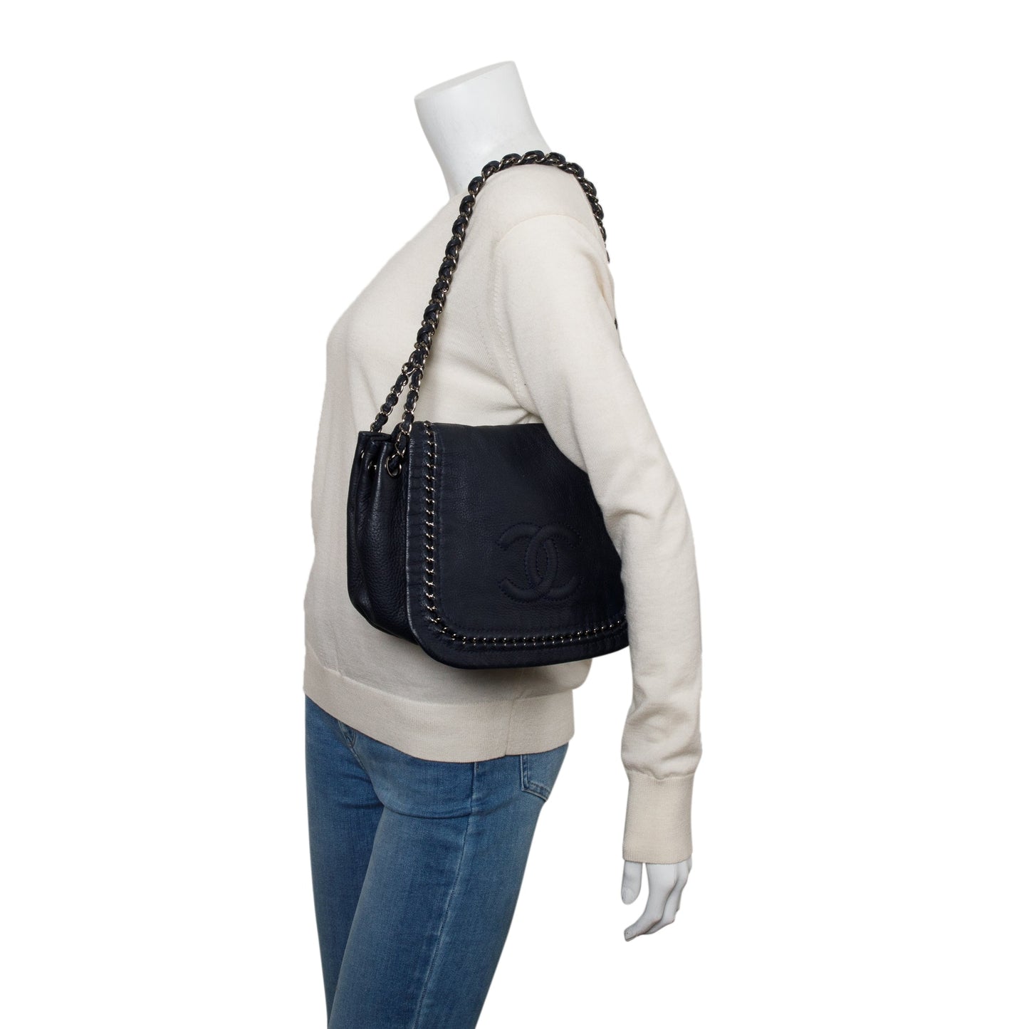 Chanel Navy Luxe Ligne Accordion Flap Calfskin Travel Bag