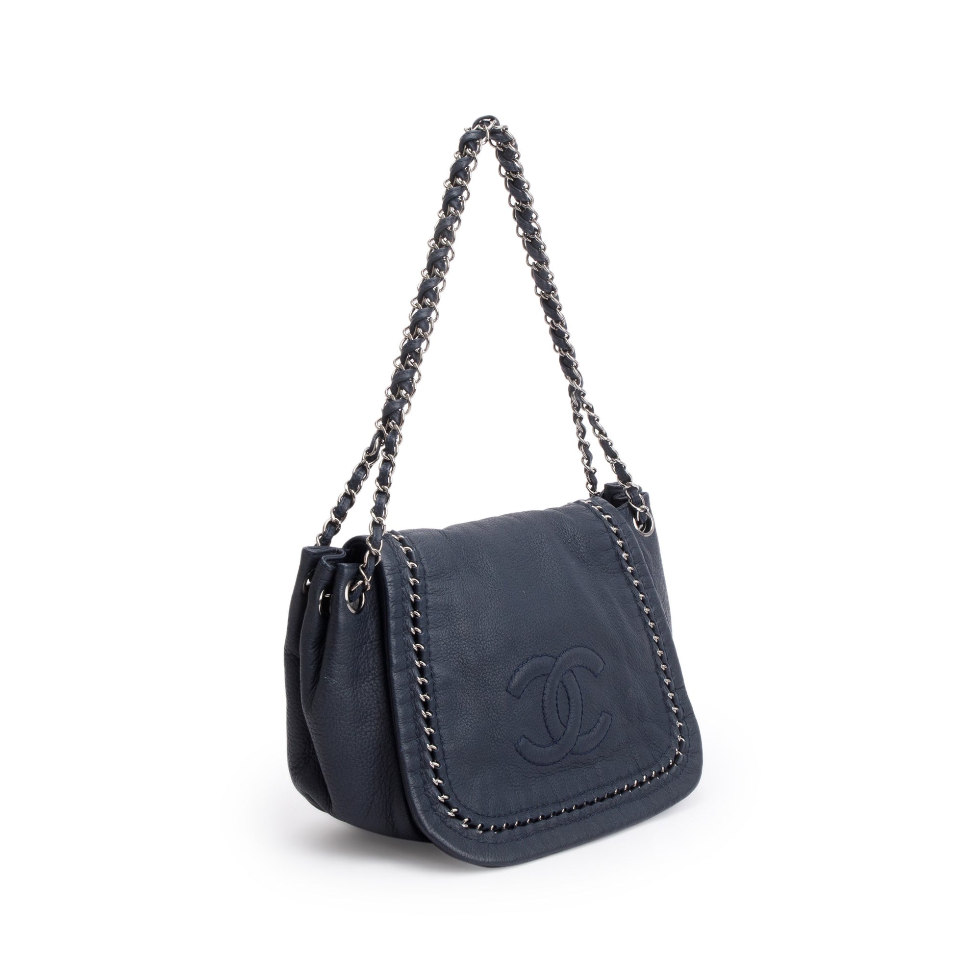 Chanel Navy Luxe Ligne Accordion Flap Calfskin Travel Bag